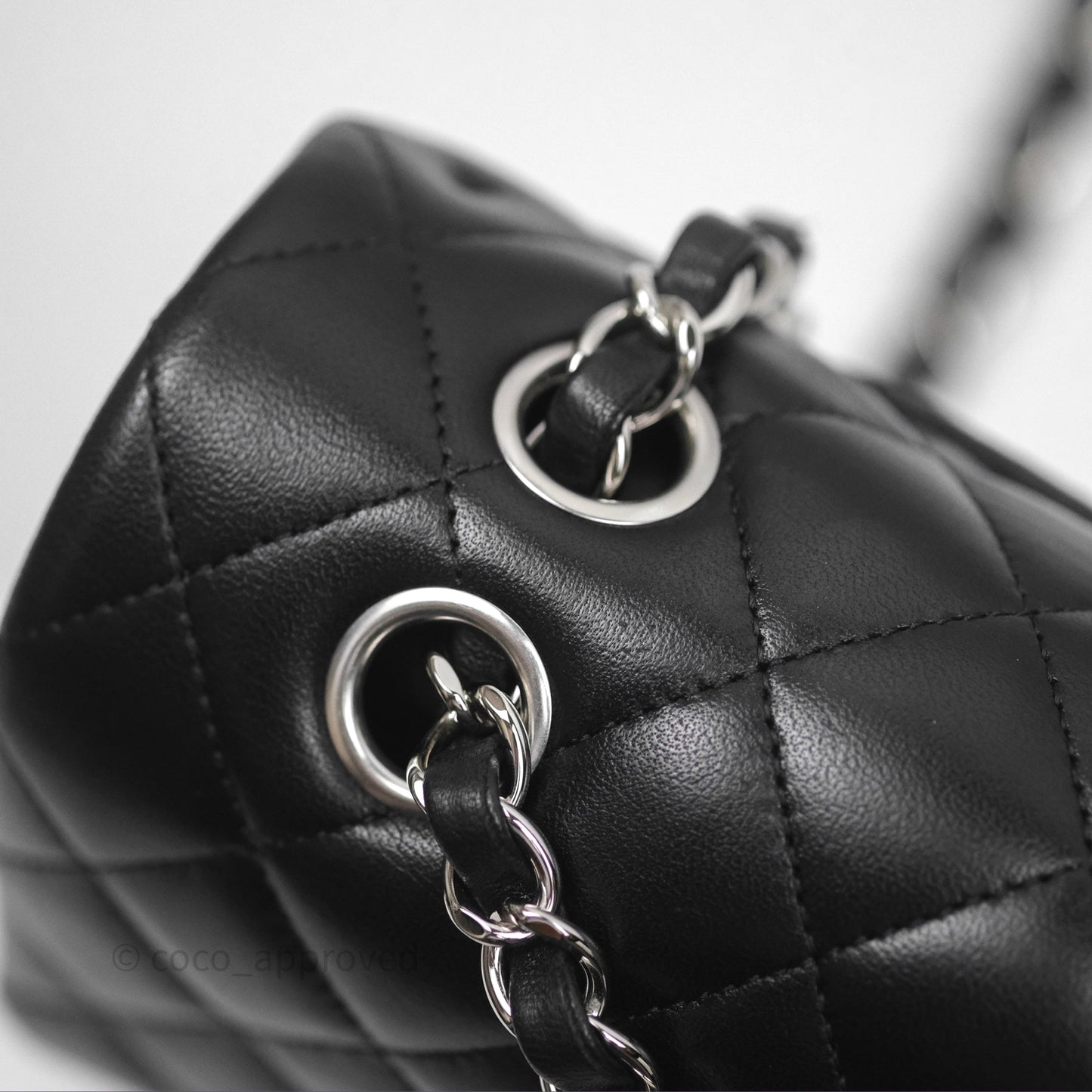 Chanel Classic M/L Medium Flap Quilted Black Lambskin Silver Hardware