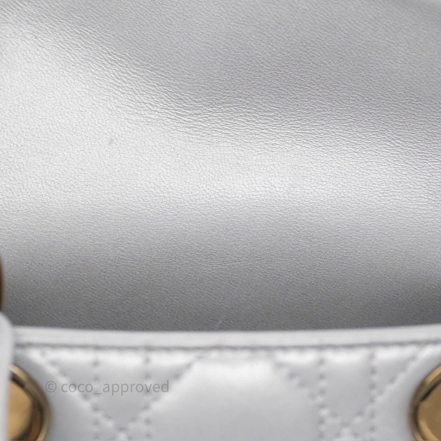 Christian Dior Mini Lady Dior Iridescent Grey Lambskin Cannage Gold Hardware