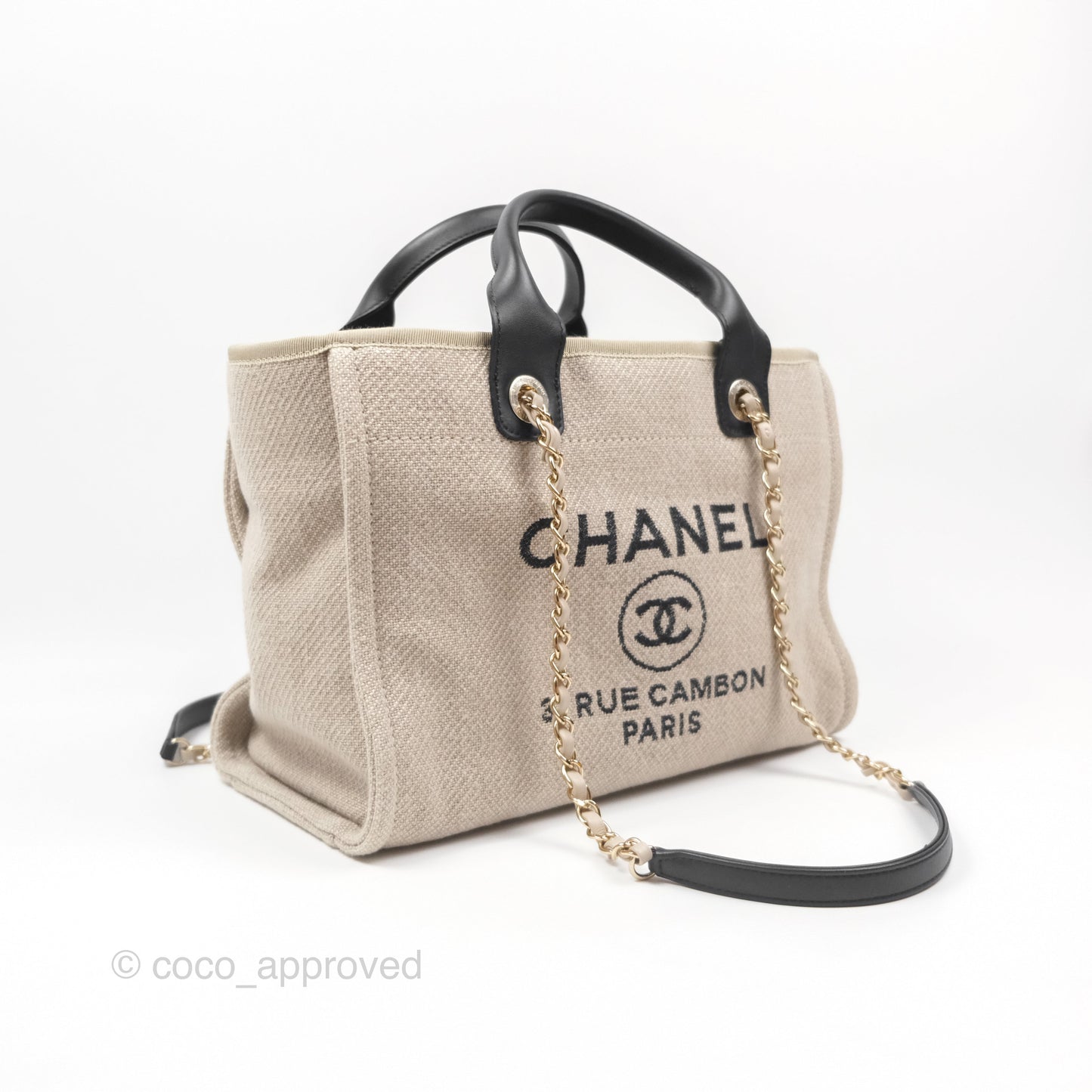 Chanel New Small Deauville Black/Taupe Canvas