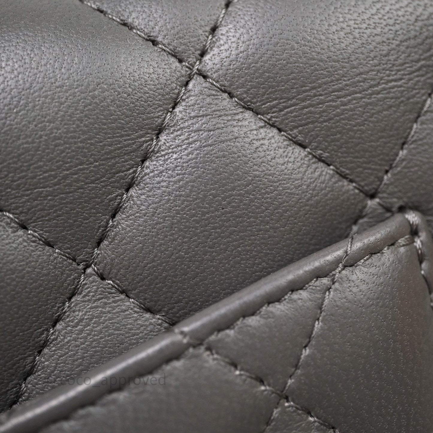 Chanel Mini Square Quilted Grey Lambskin Gold Hardware