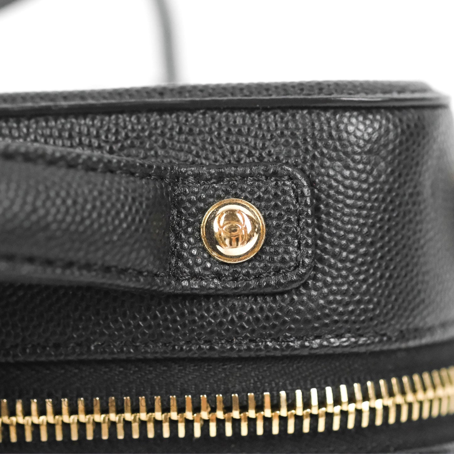 Chanel Quilted Small CC Filigree Vanity Case Black Caviar Gold Hardware