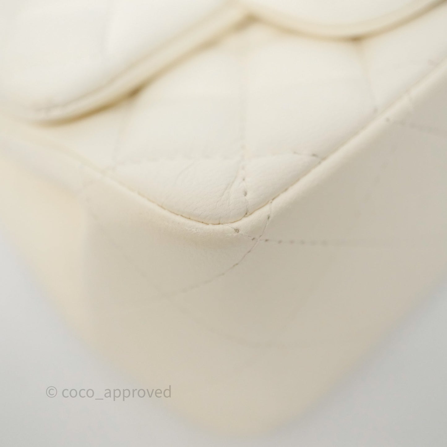 Chanel Quilted Mini Square White Lambskin Gold Hardware
