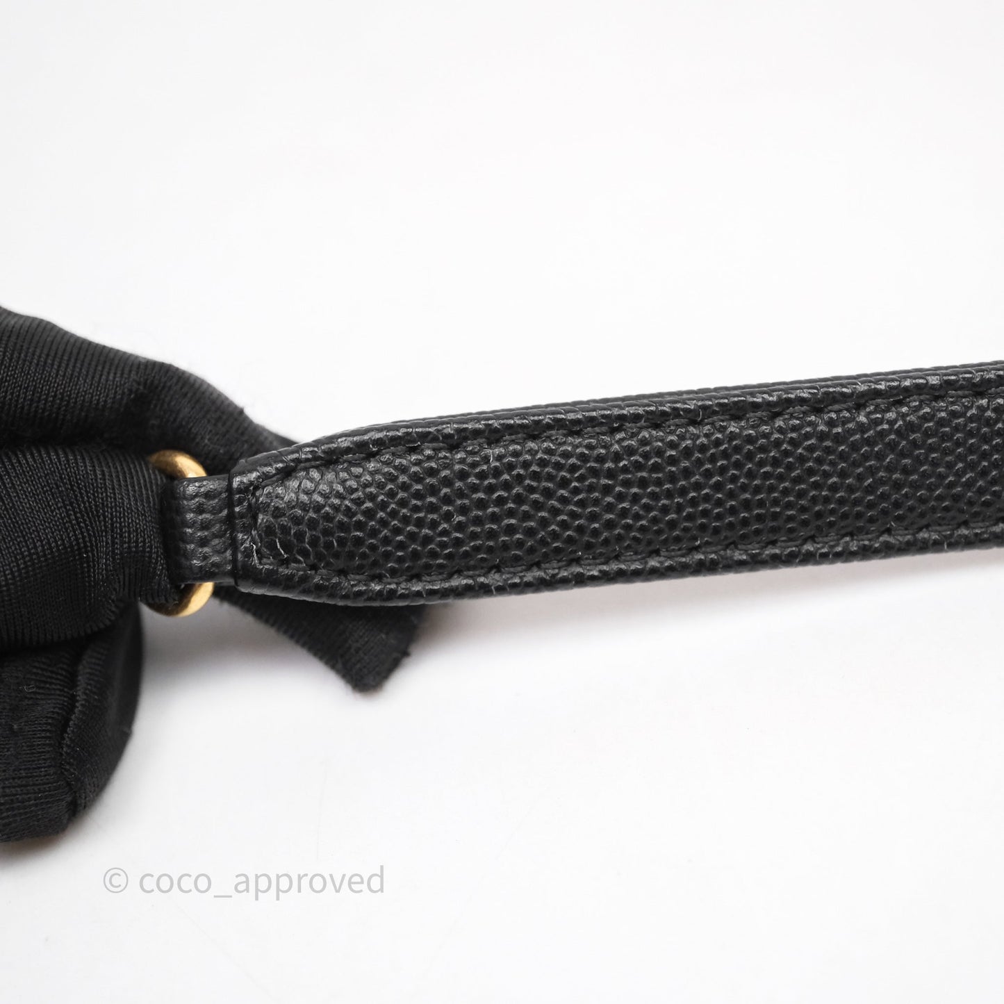 Chanel Small Quilted Coco Handle Black Caviar Aged Gold Hardware