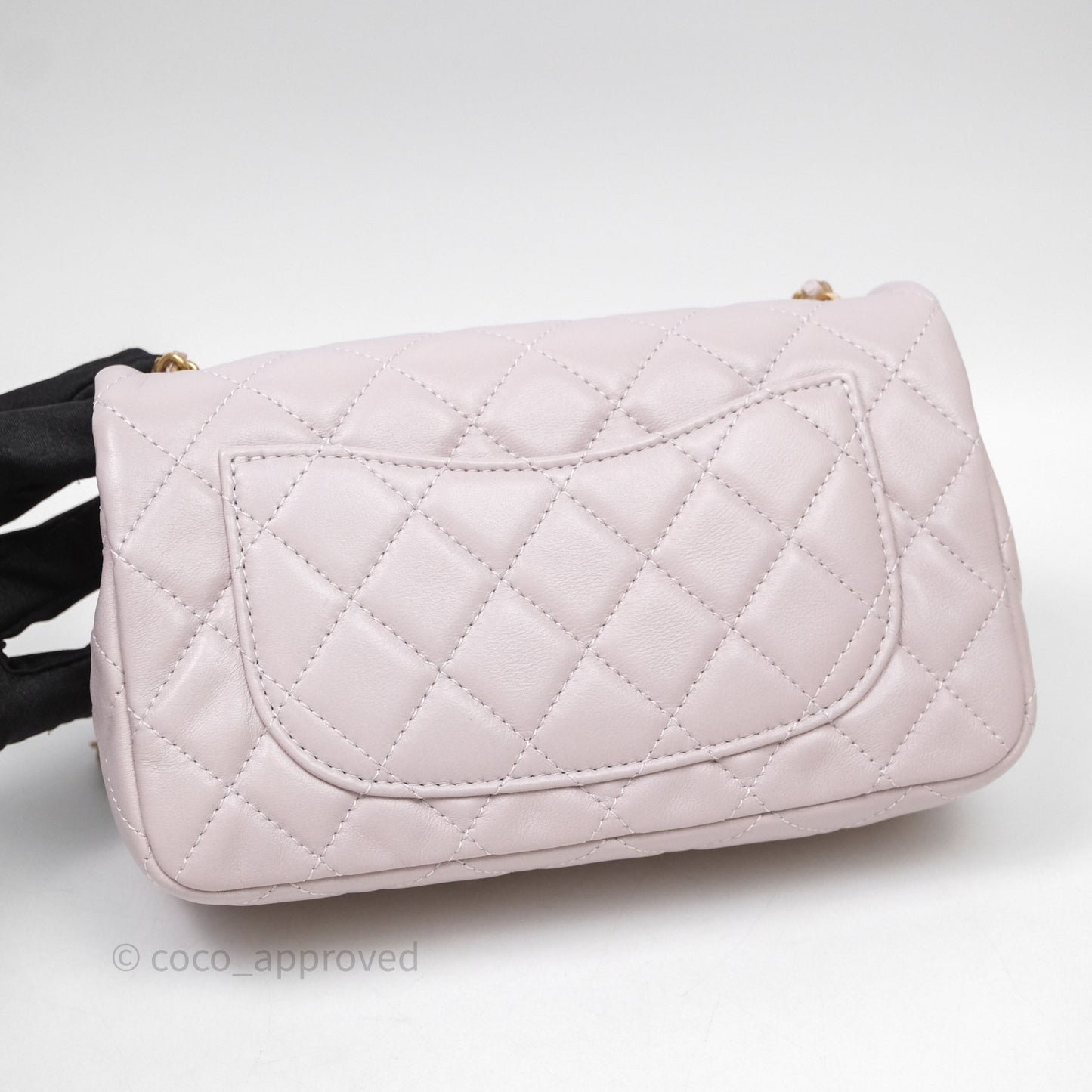 Chanel Mini Rectangular Pearl Crush Lilac Lambskin Aged Gold Hardware