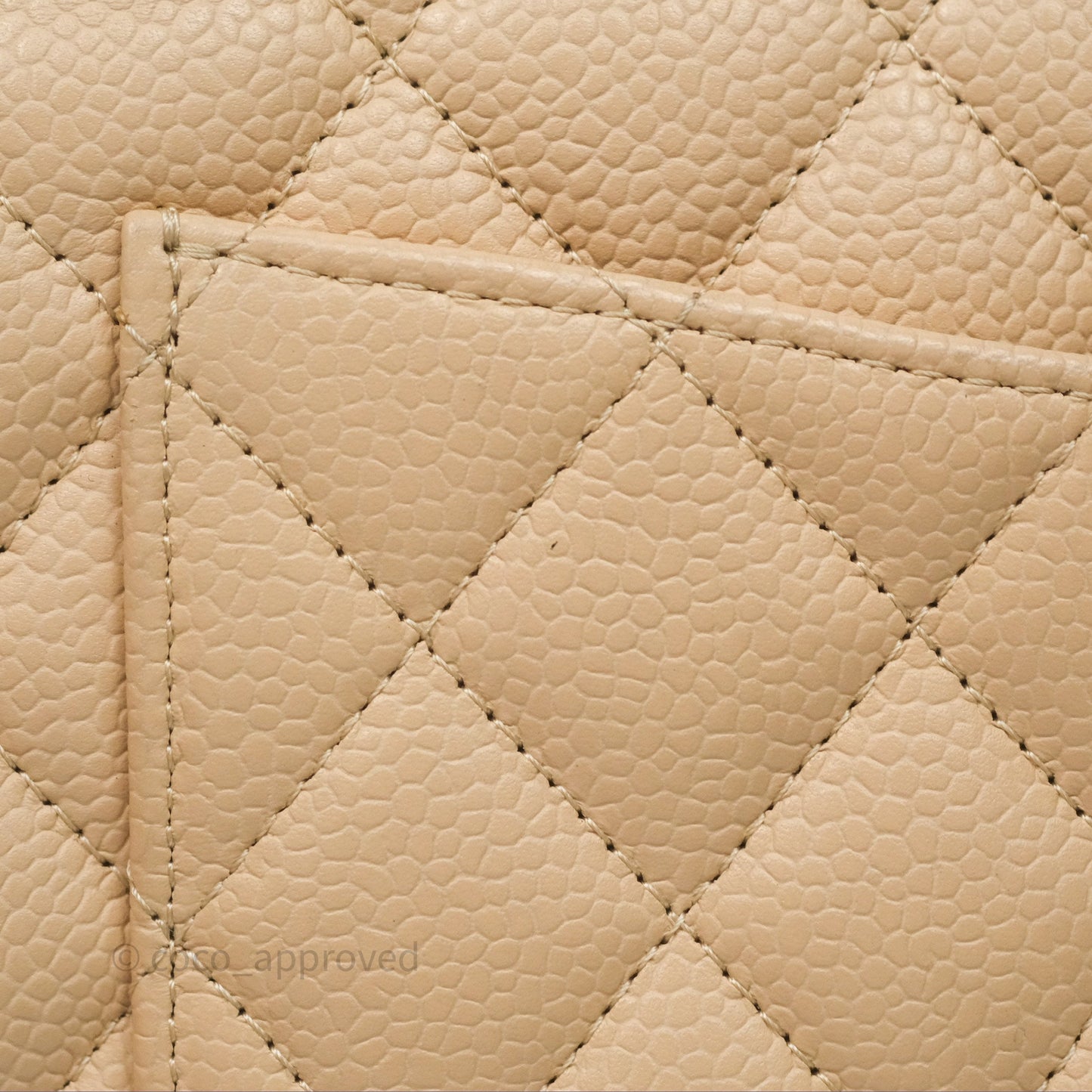 Chanel M/L Medium Classic Flap Quilted Beige Caviar Gold Hardware