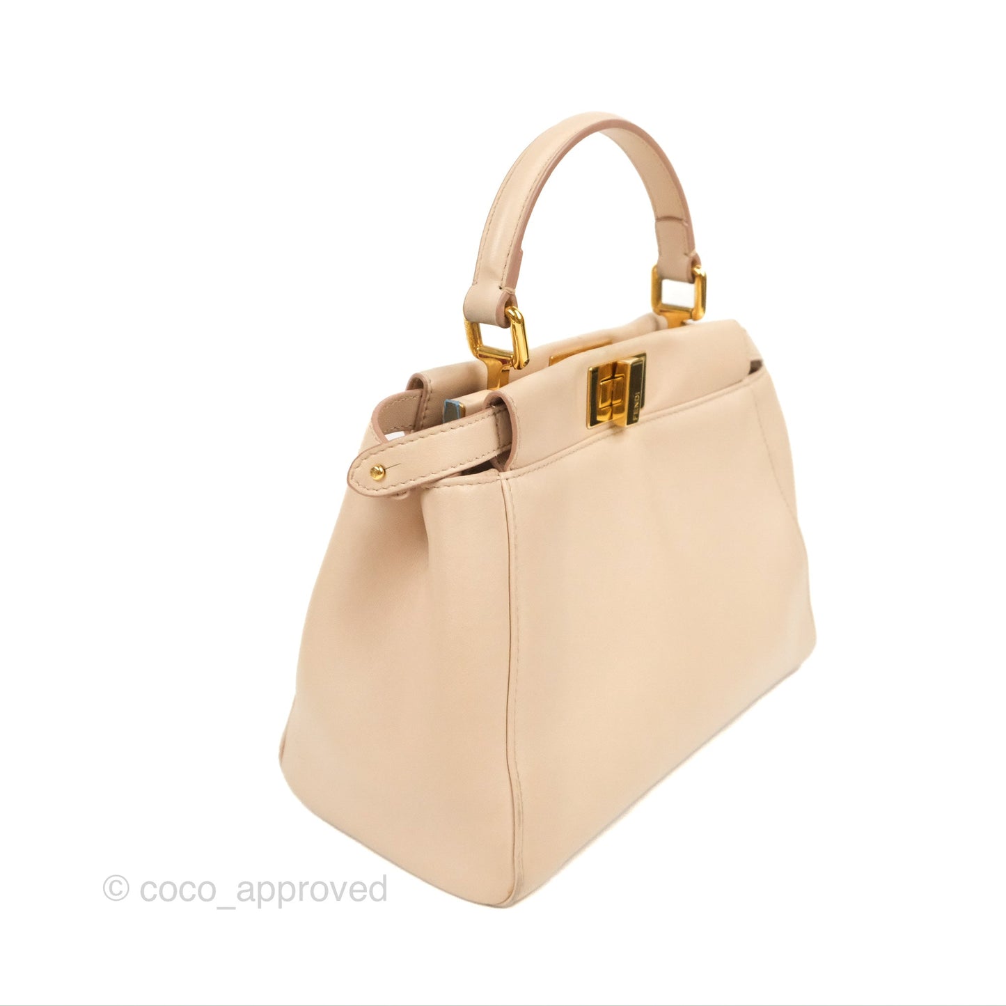 Fendi Mini Peekaboo Bag Poudre Lambskin Gold Hardware
