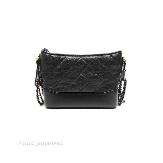 Chanel Small Gabrielle Hobo Quilted Black Aged Calfskin