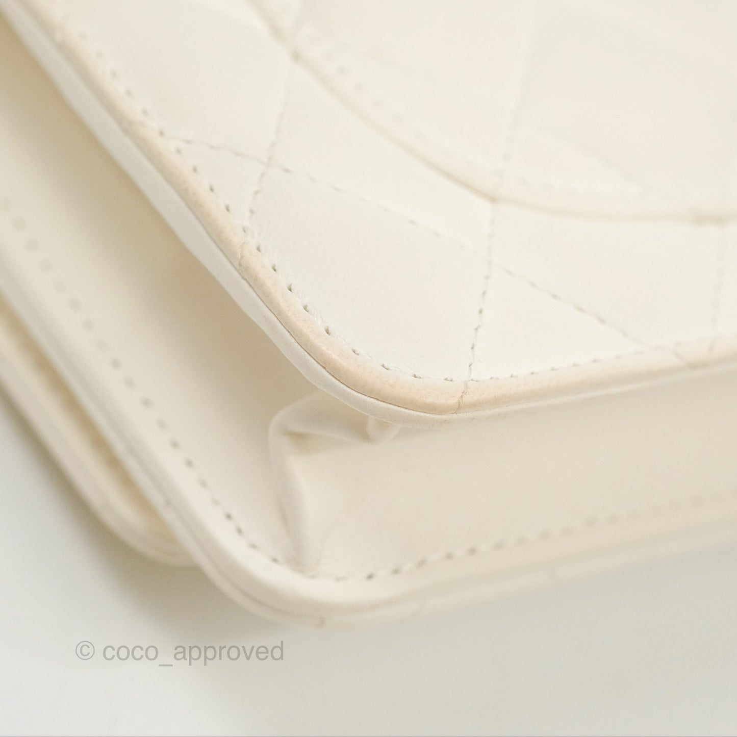 Chanel Quilted Pearl Crush Wallet on Chain WOC White Lambskin Aged Gold Hardware