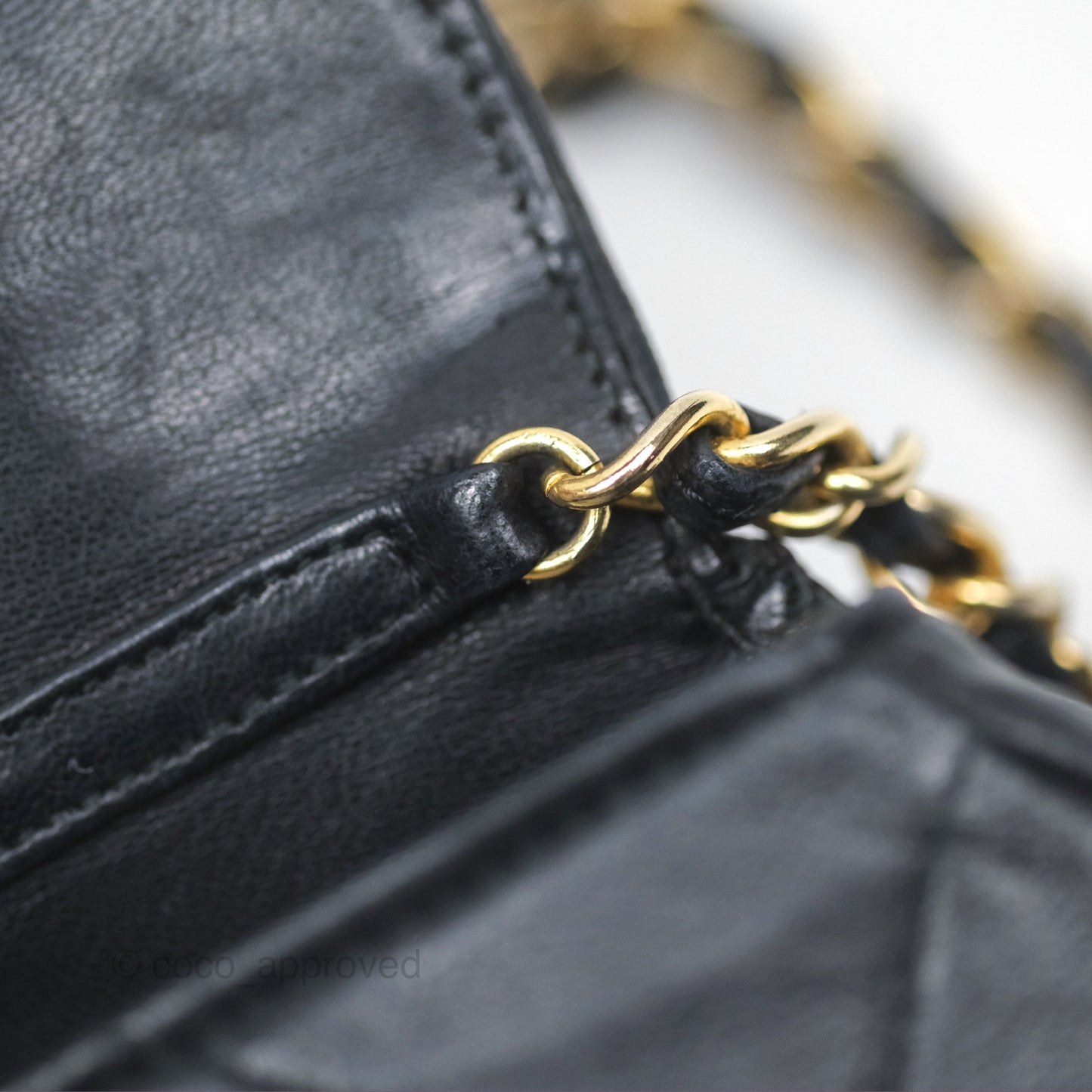 Chanel Vintage Mini Clutch with Chain Black Lambskin Gold Hardware