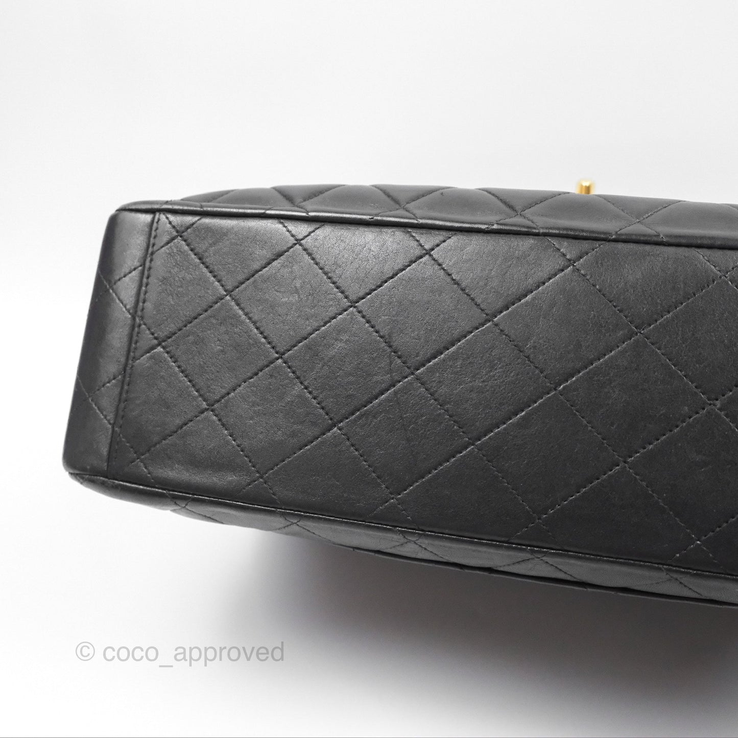 Chanel Vintage Maxi Single Flap Black Lambskin 24K Gold Hardware