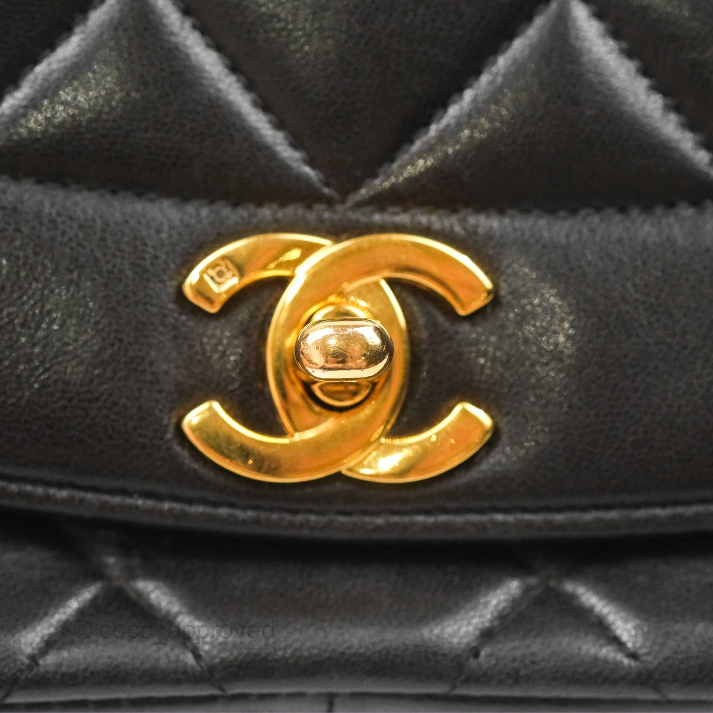 Chanel Vintage Quilted Medium Classic Diana Flap Bag Black Lambskin 24K Gold Hardware