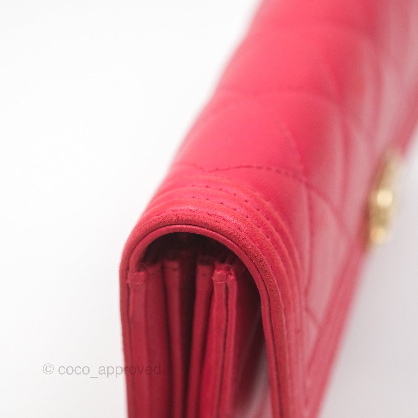 Chanel Quilted Boy Flap Long Wallet Red Lambskin Gold Hardware