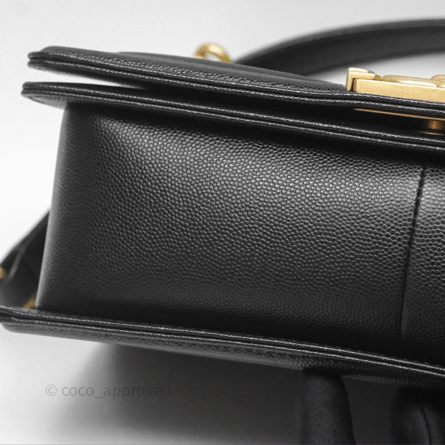 Chanel Quilted Medium Boy Black Caviar Aged Gold Hardware