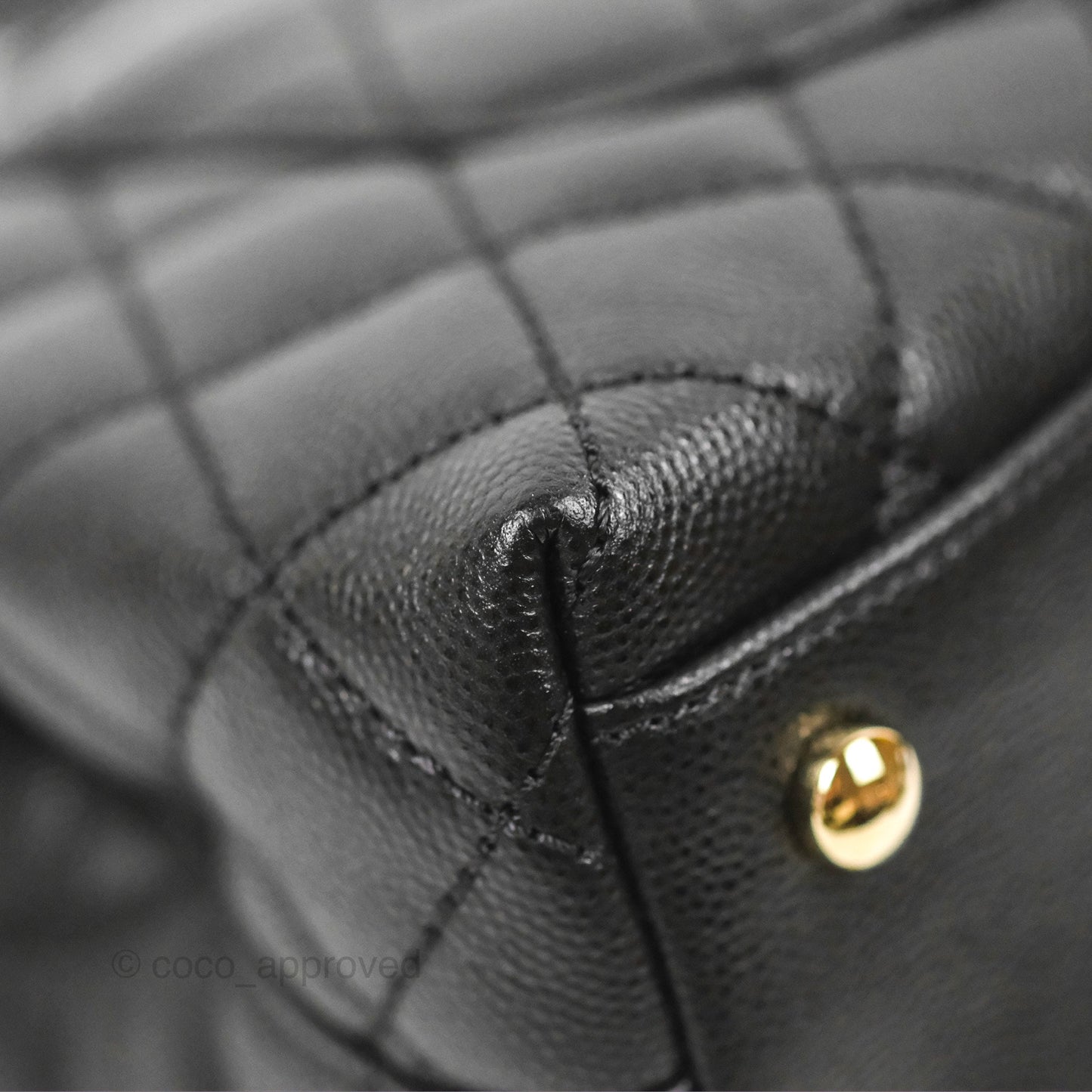 Chanel Small Quilted Coco Handle Black Caviar Gold Hardware