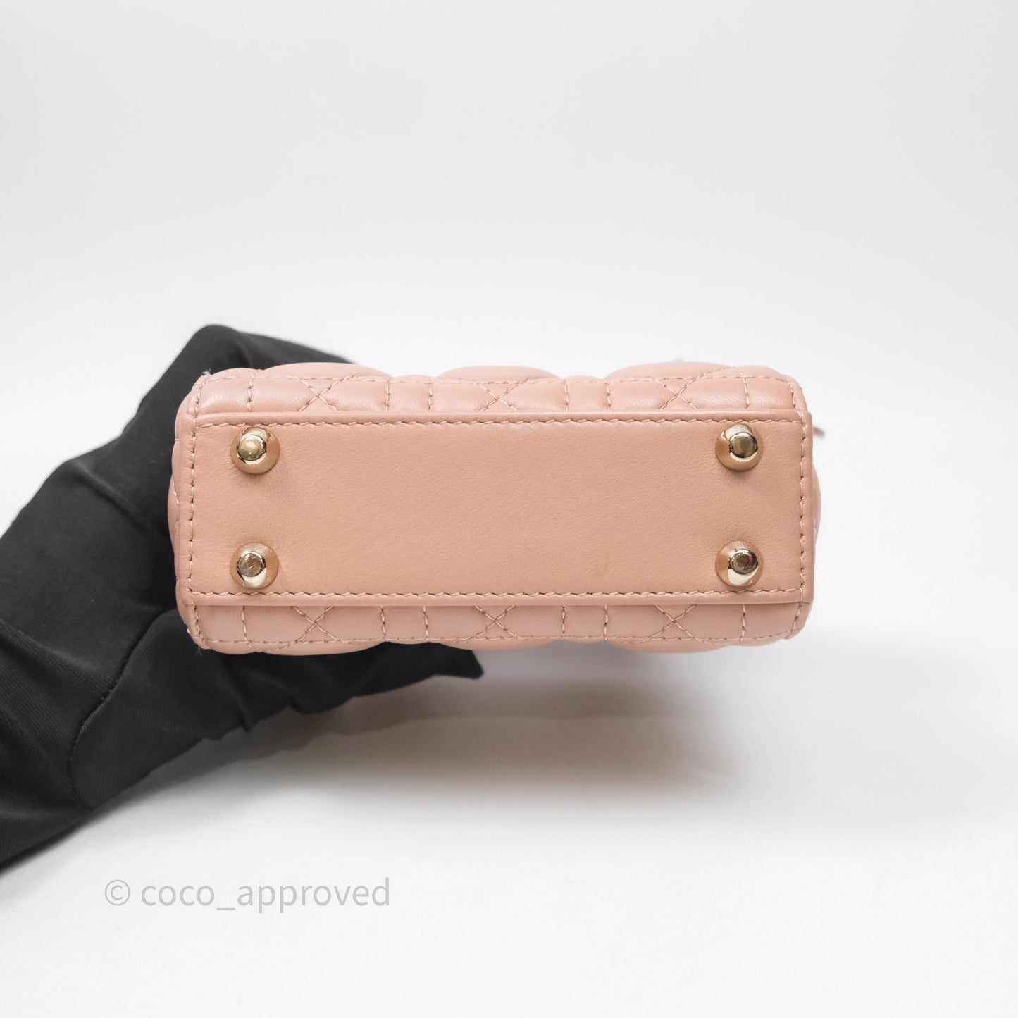 Christian Dior Micro Lady Dior Pink Beige Cannage Calfskin Gold Hardware