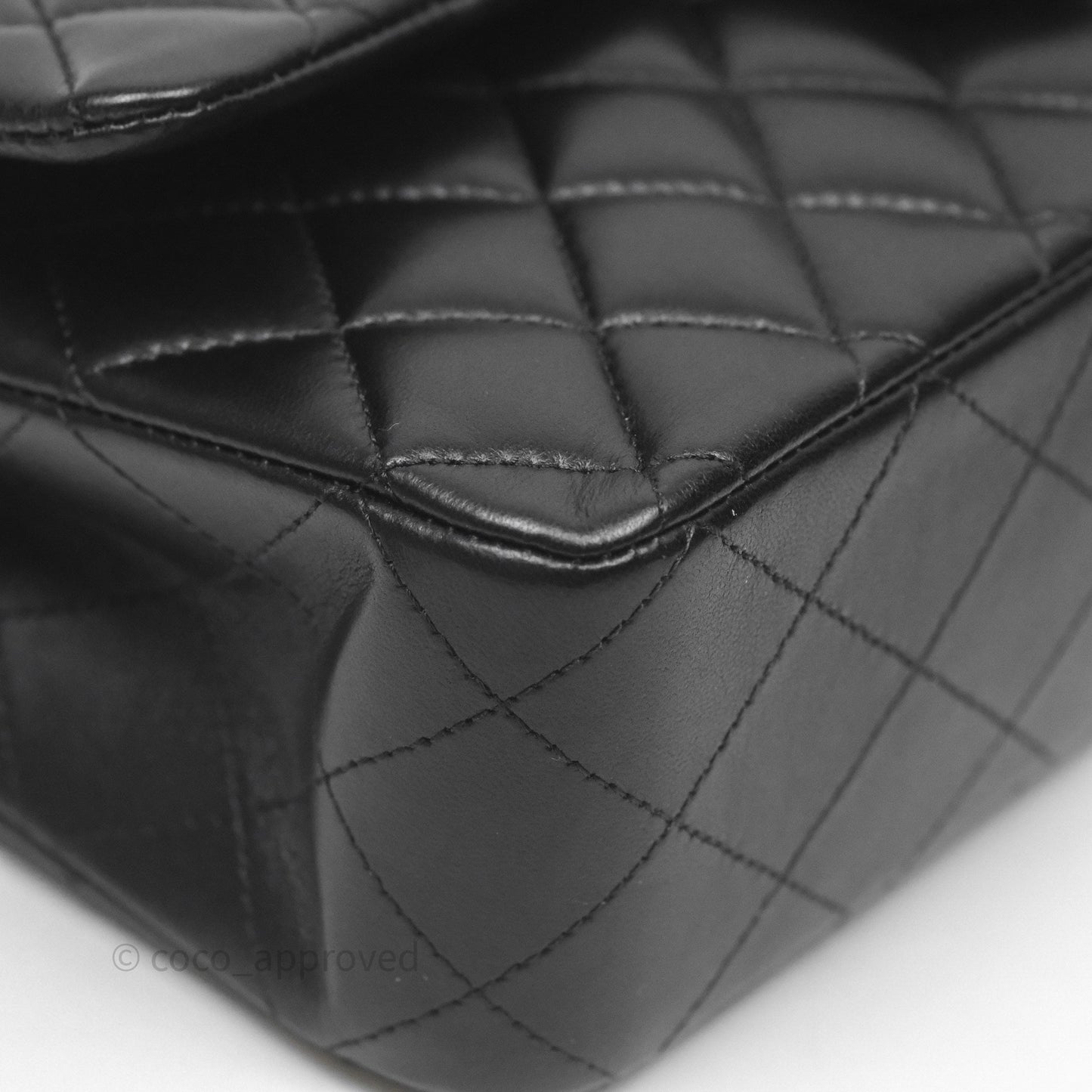Chanel Classic M/L Medium Flap Quilted Black Lambskin Gold Hardware