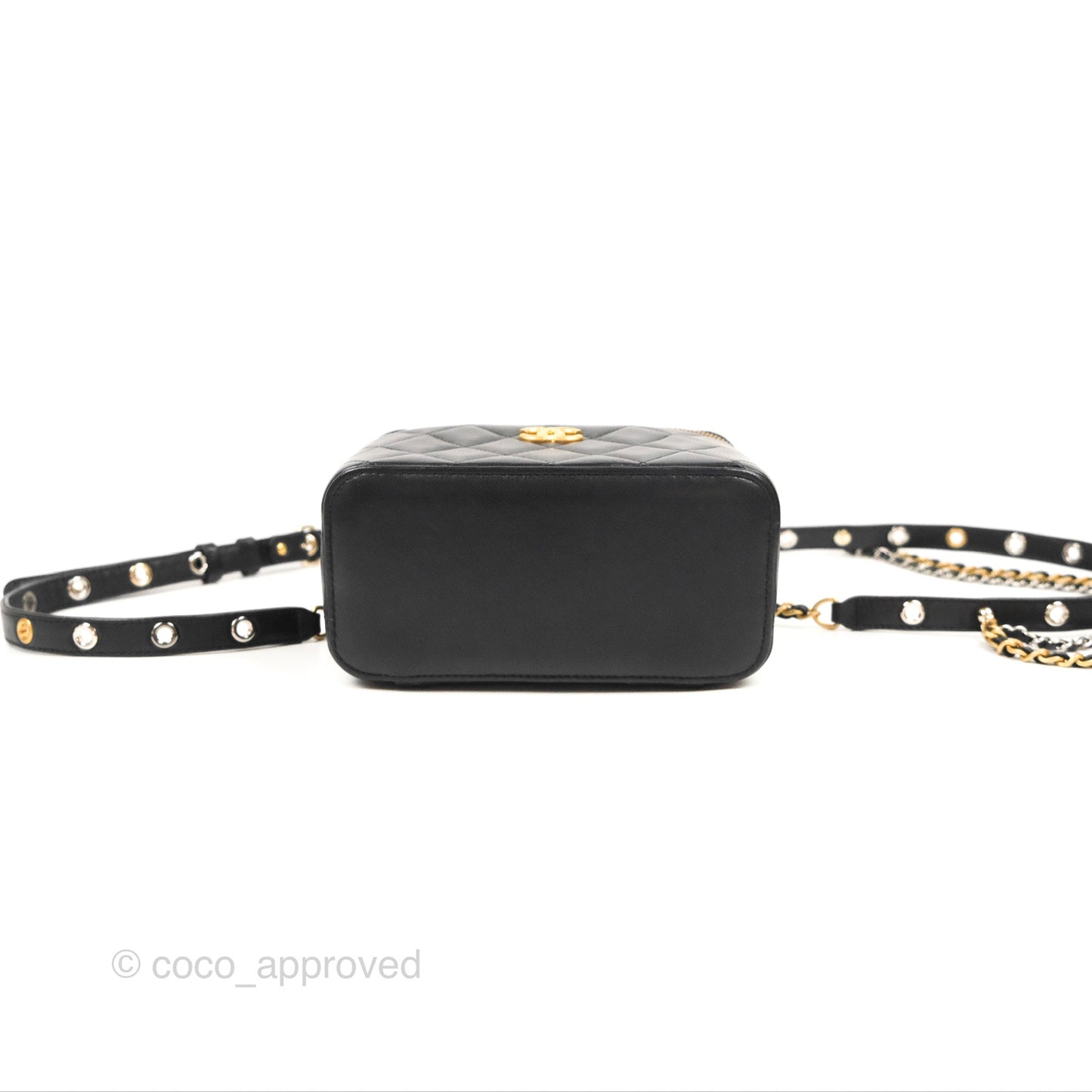 Chanel Vanity With Chain Black Goatskin Aged Gold Hardware