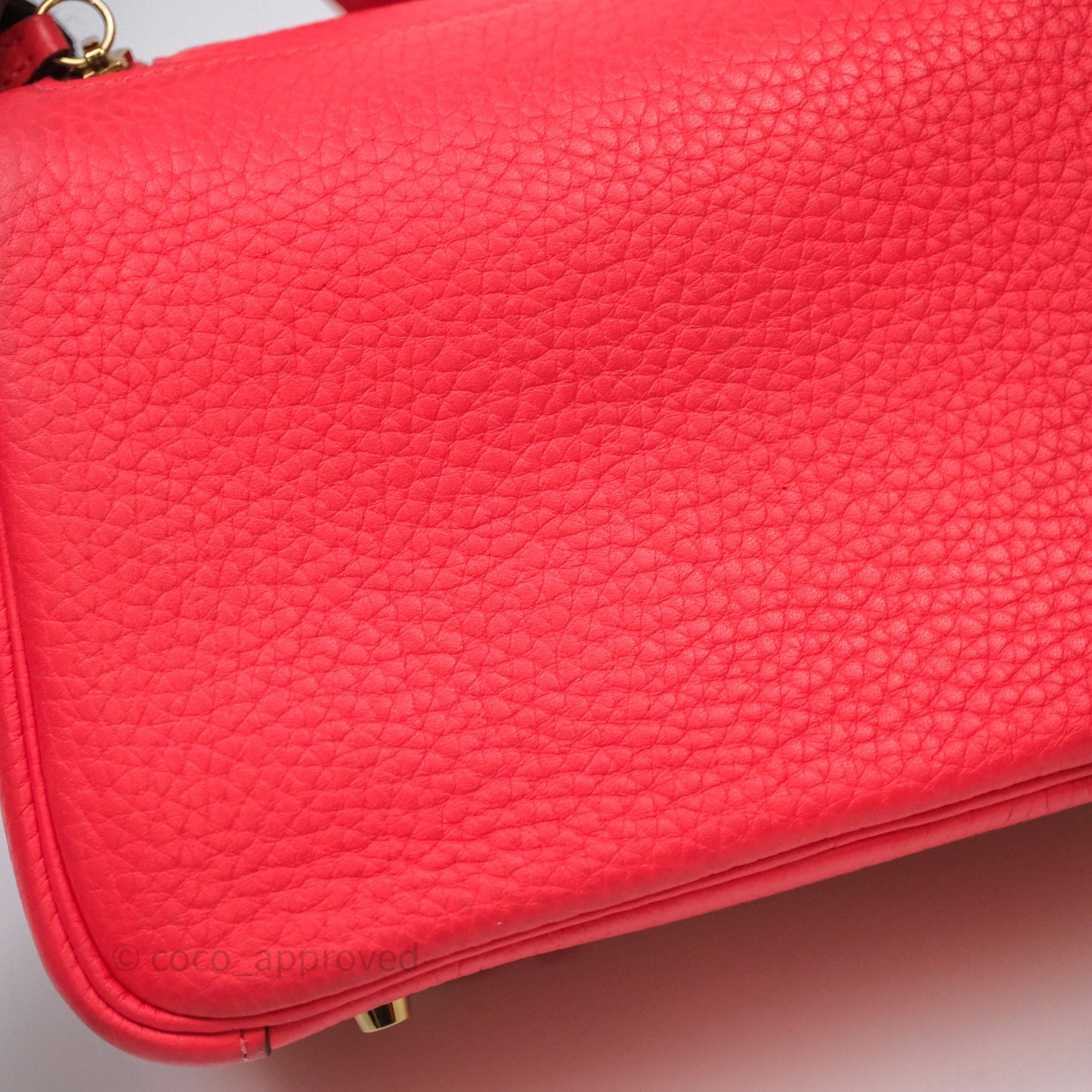 Hermès Mini Lindy 0E Rose Texas Clemence Gold Hardware