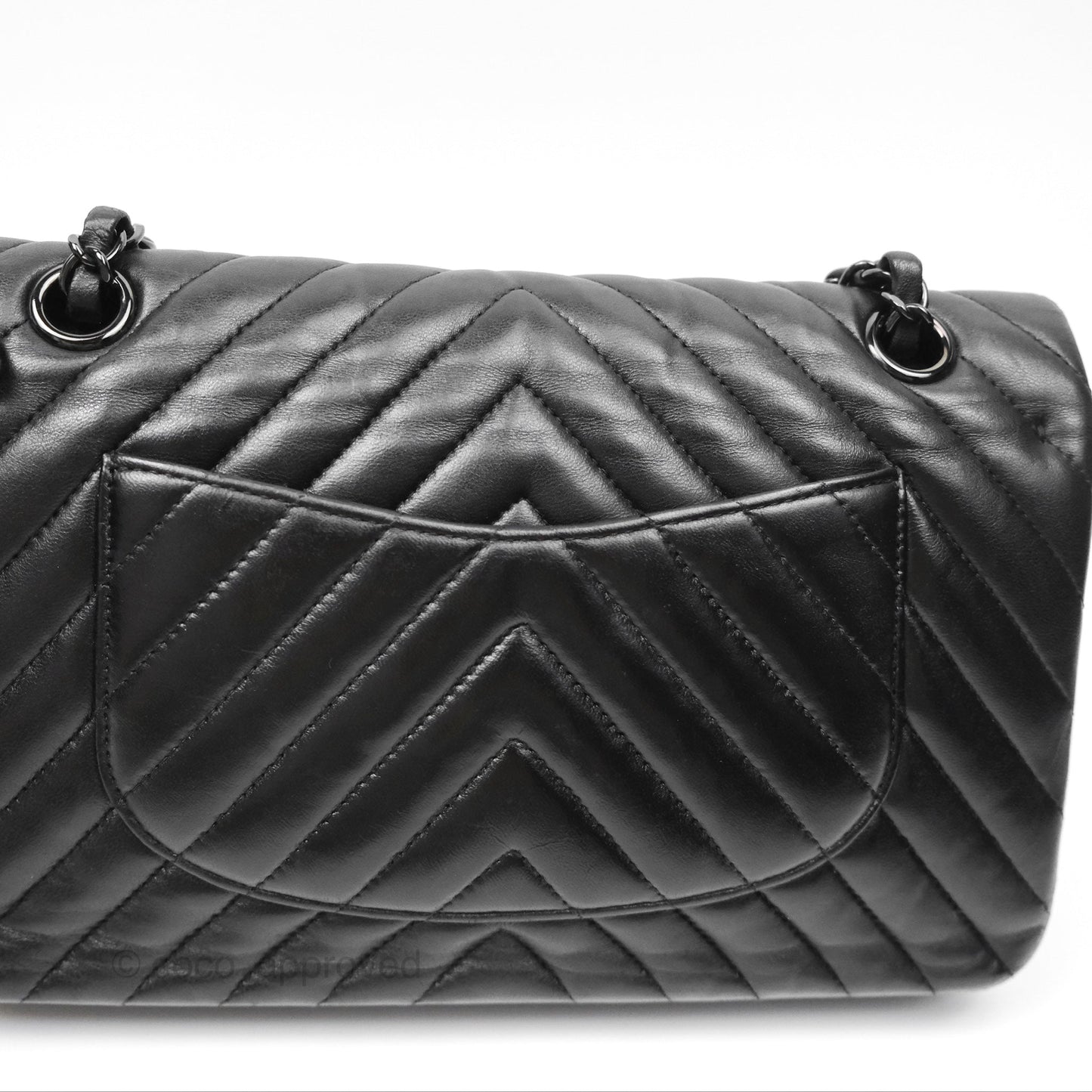Chanel Classic M/L Medium Flap Chevron So Black Calfskin