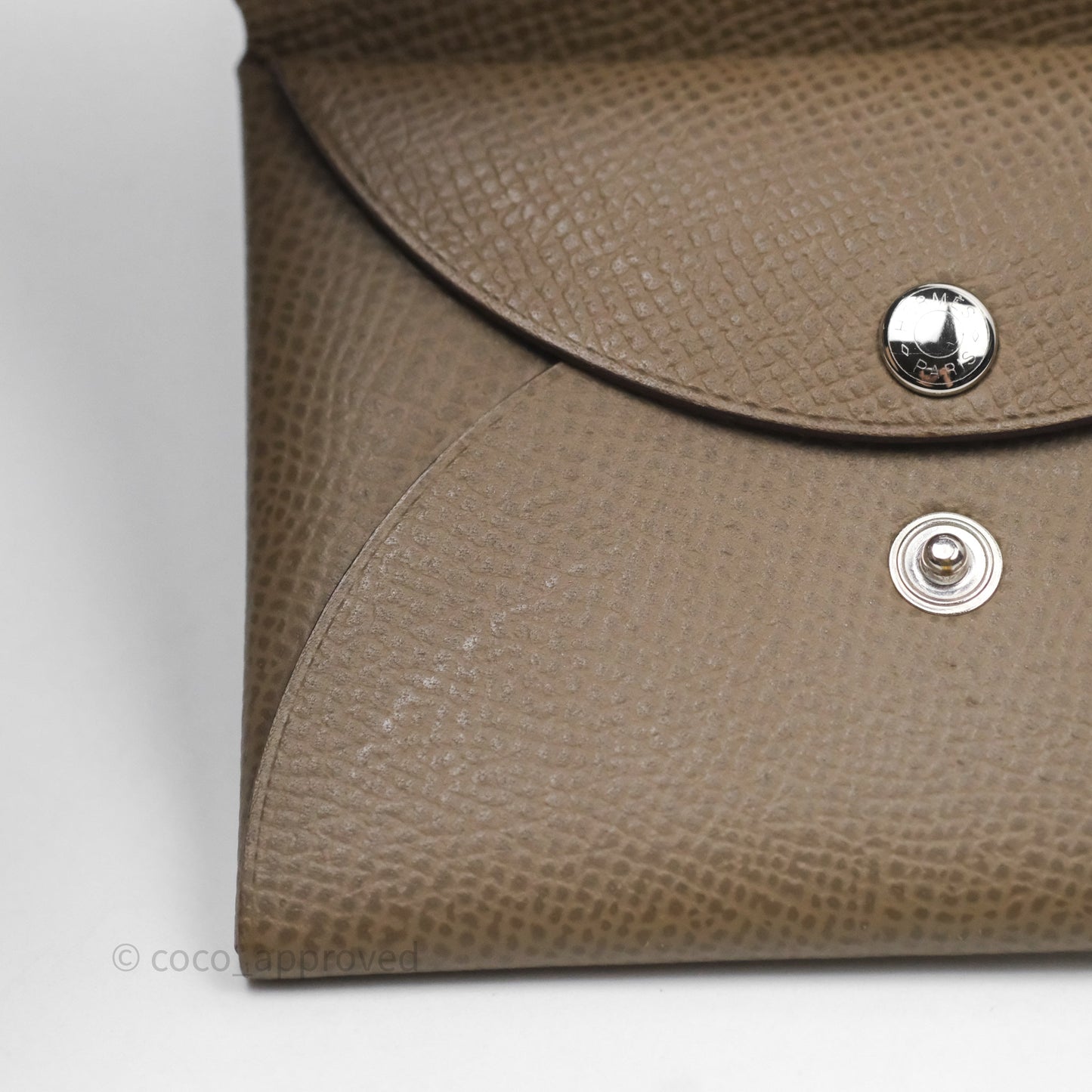 Hermès Calvi Duo Compact Card Holder Etoupe Epsom Palladium Hardware