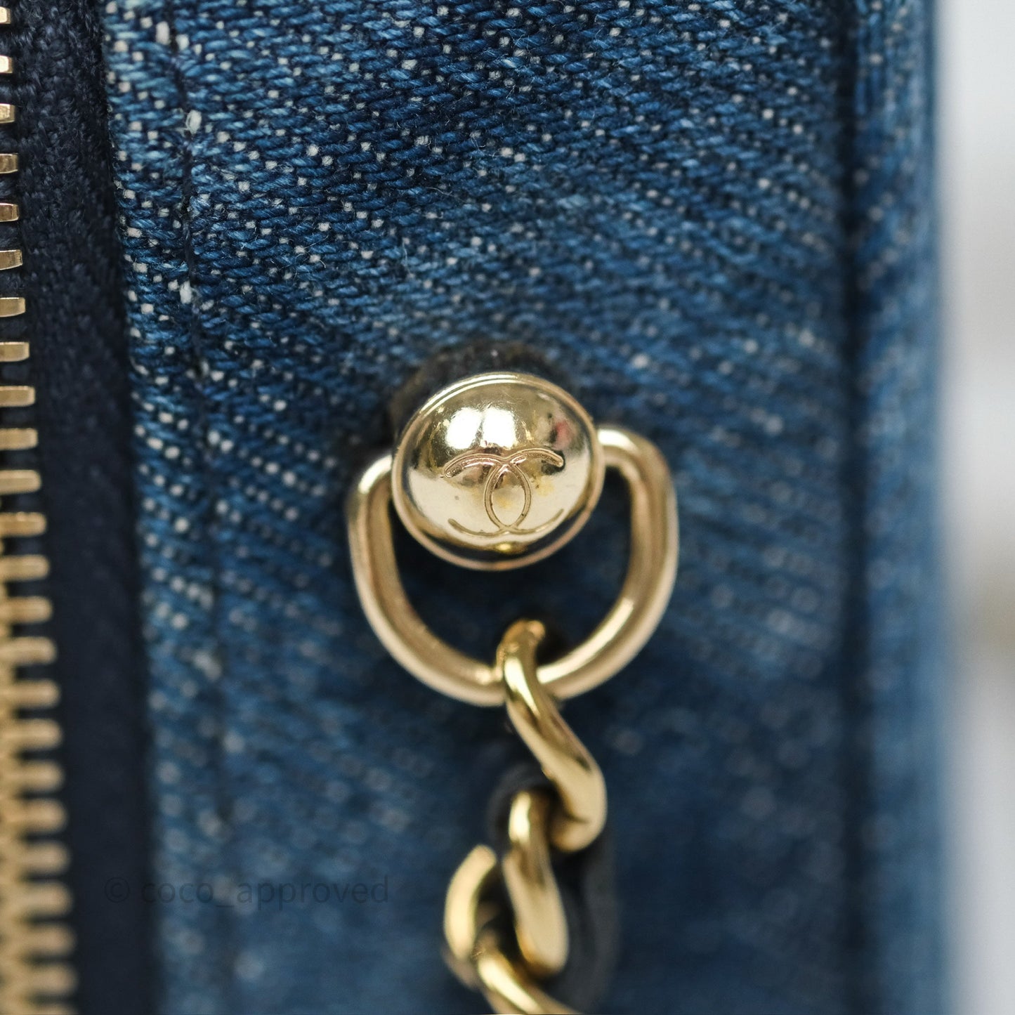 Chanel Camera Bag Quilted Denim Gold Hardware