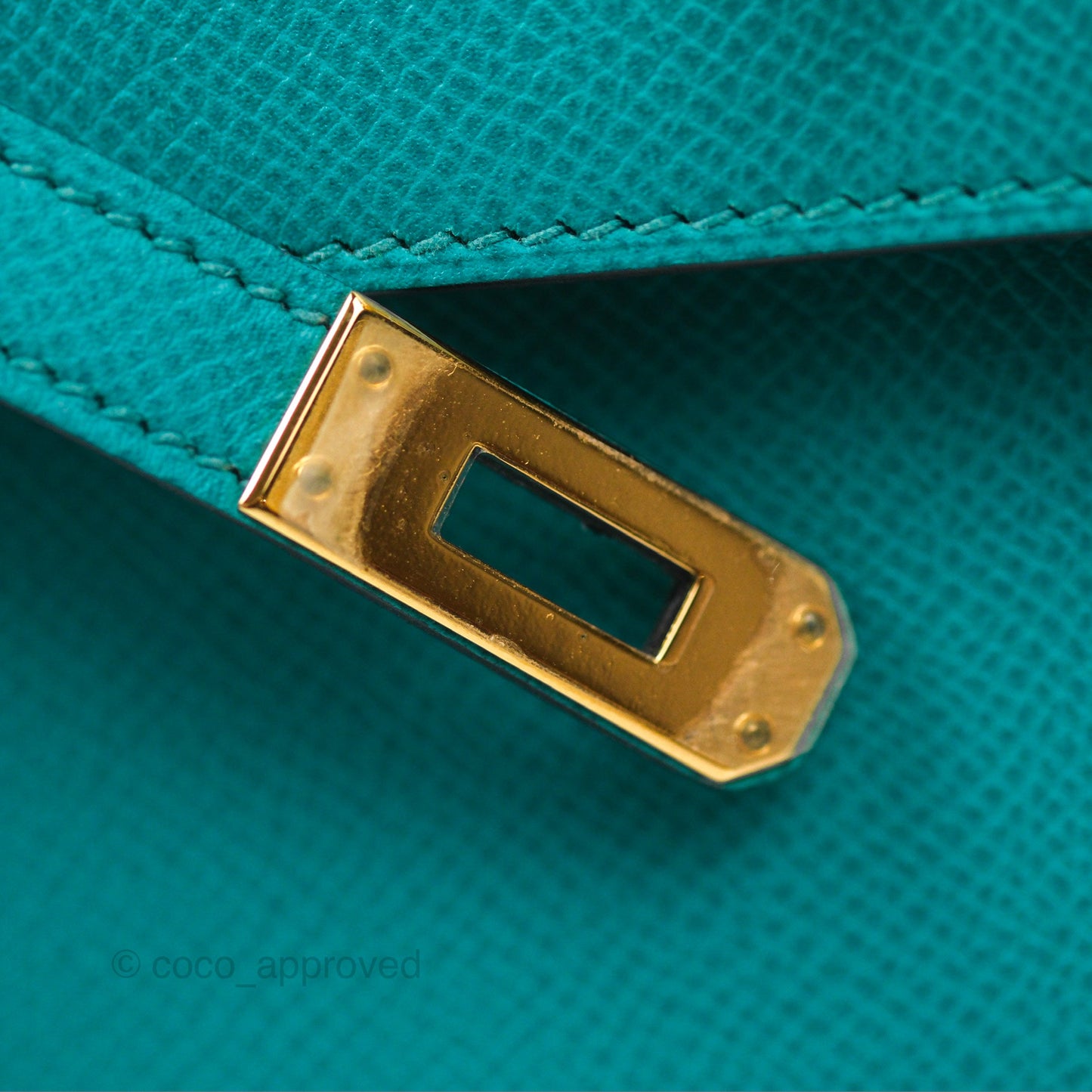 Hermès Sellier Kelly 25 Bleu Paon 7F Epsom Gold Hardware