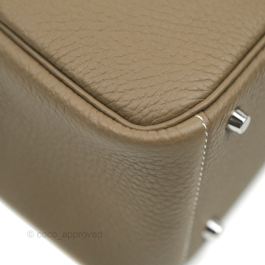Hermès Mini Lindy 20 Etoupe Clemence Silver Hardware