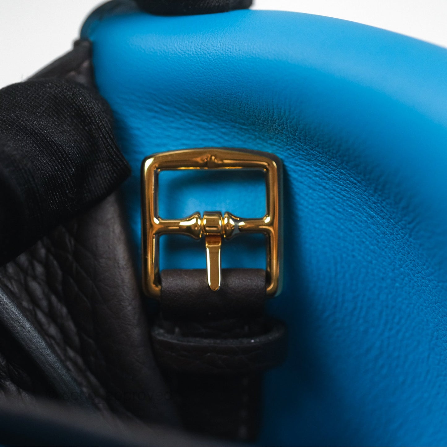 Hermès Halzan 25 Macassar 3S/ Bleu Zanzibar B3 Clemence Gold Hardware