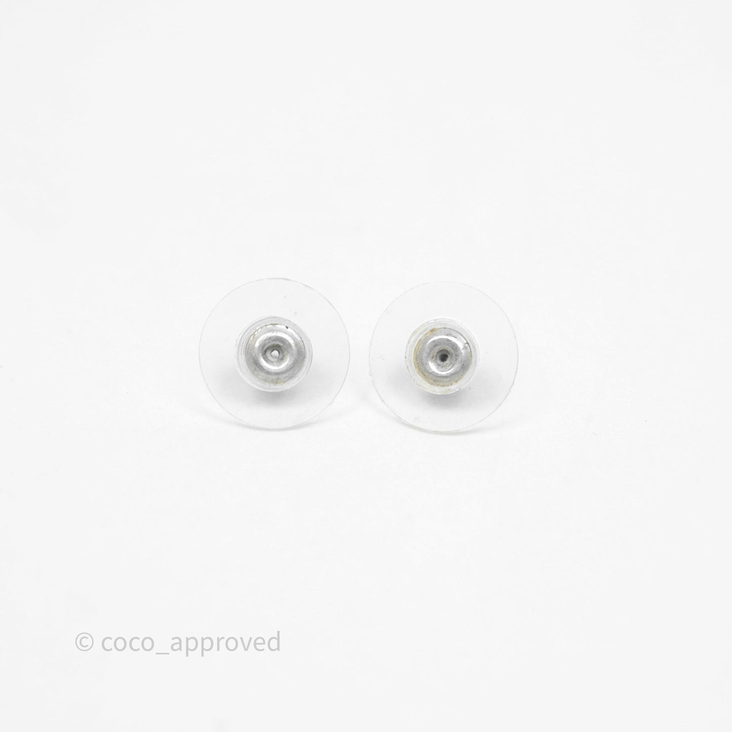 Chanel CC Pearl Earrings Ruthenium Tone 14P