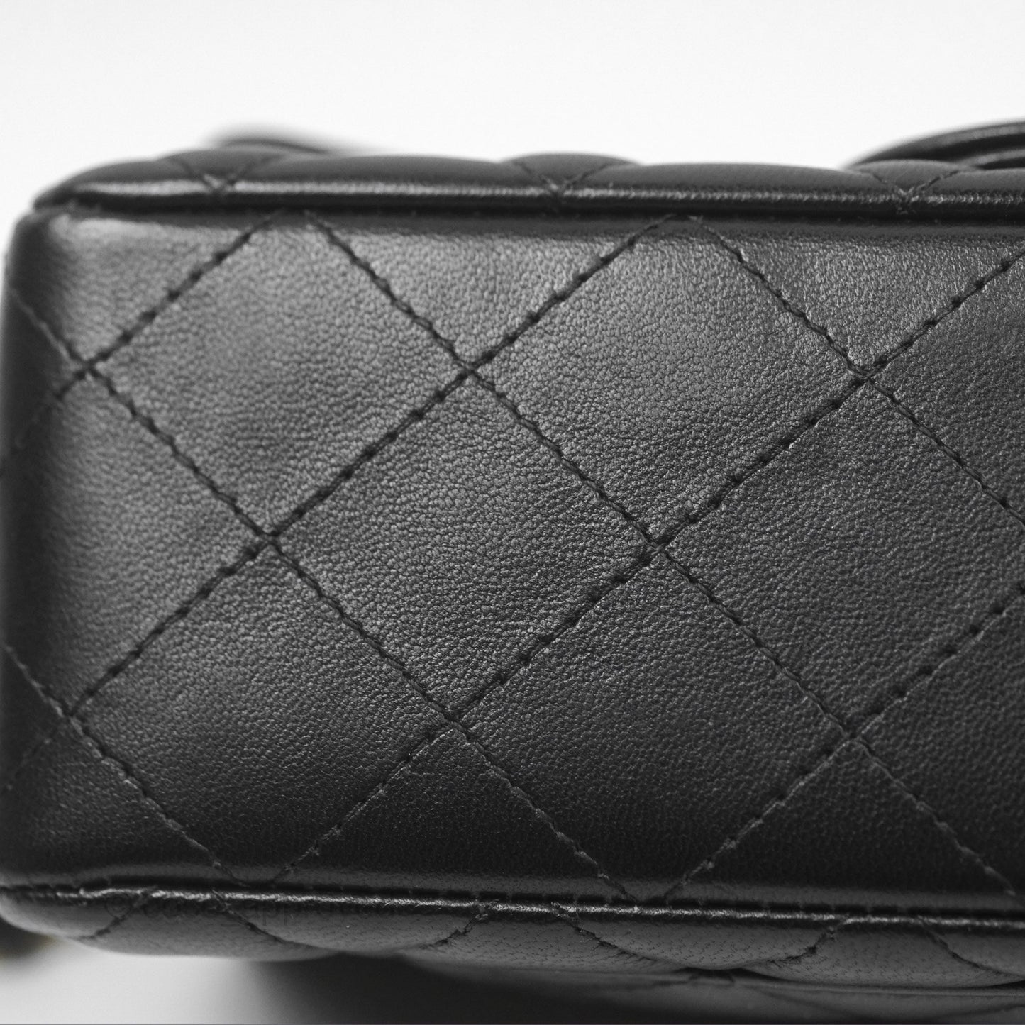 Chanel Quilted Mini Rectangular Flap Black Lambskin Gold Hardware