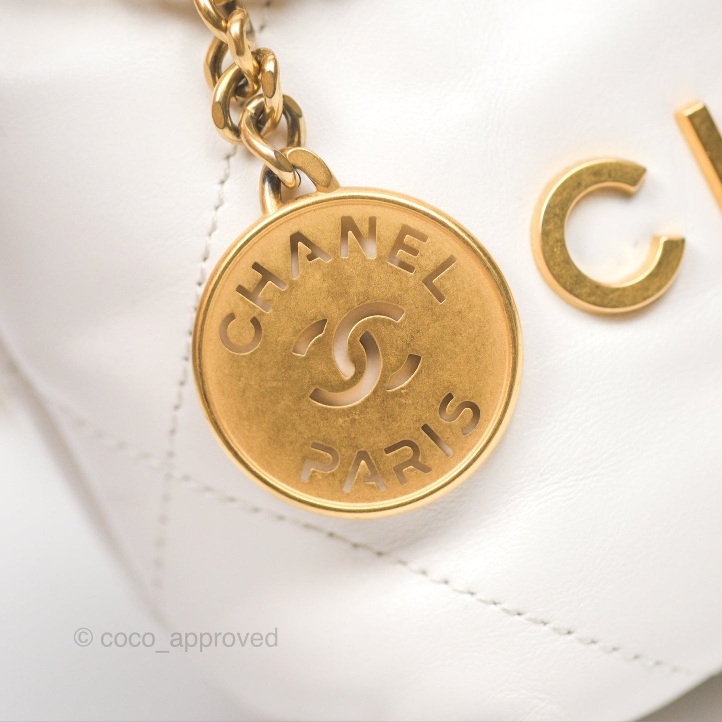 Chanel 22 Mini Bag White Shiny Crumpled Calfskin