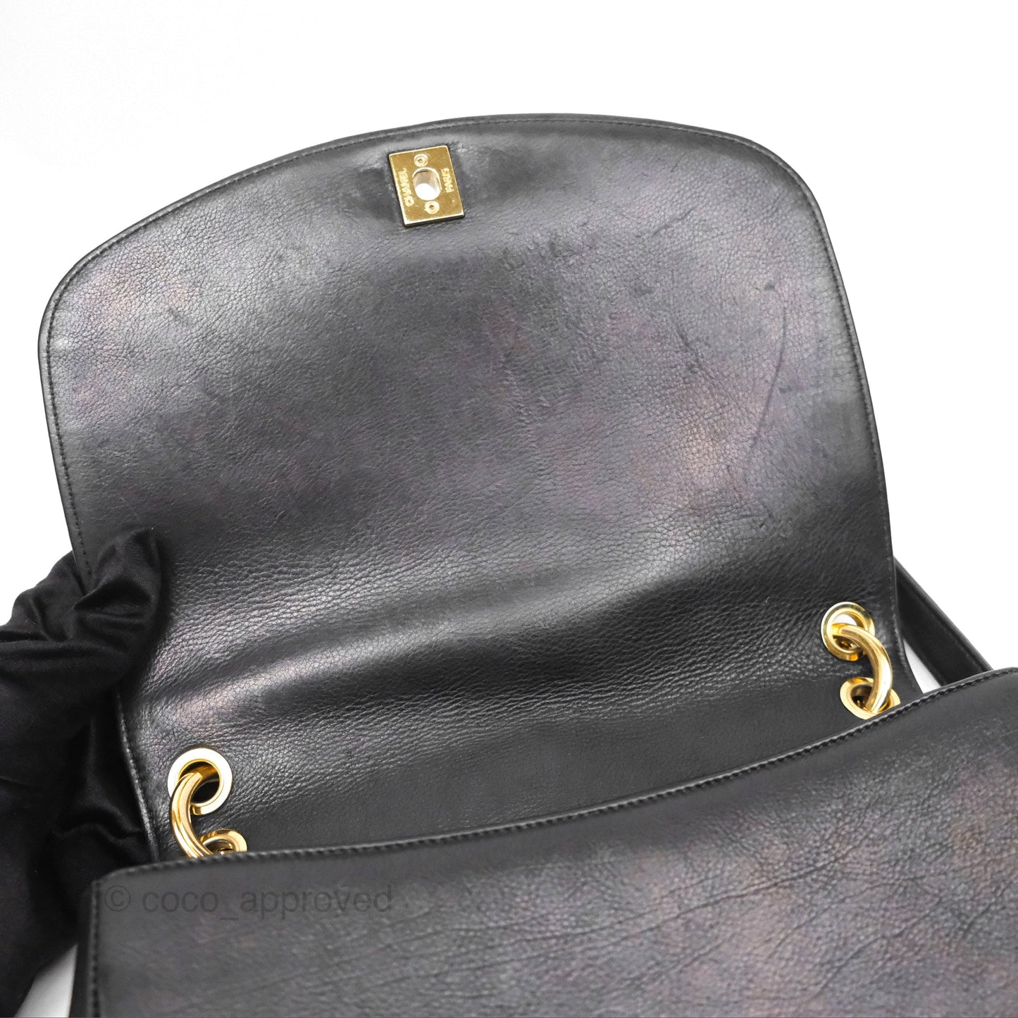 Chanel Small Underline Saddle Flap Bag Black Calfskin Gold Hardware