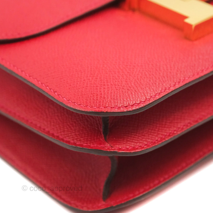 Hermès Constance 24 Rouge Casaque Epsom Gold Hardware