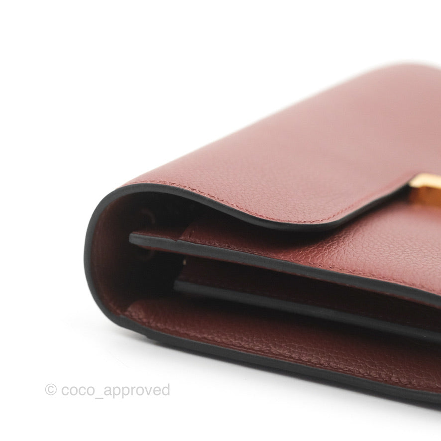 Hermès Constance Long To Go Wallet Red Rouge H Evercolor Gold Hardware