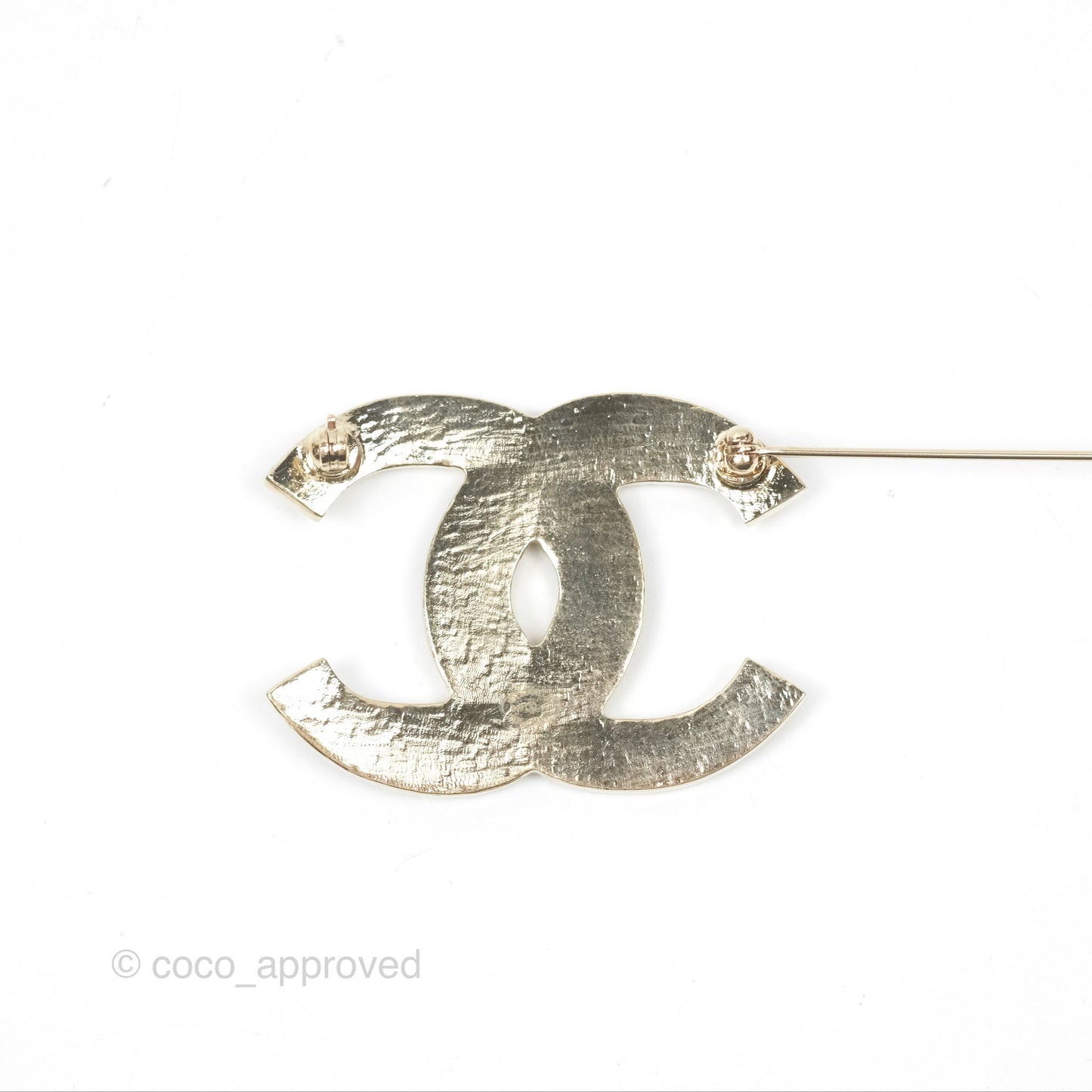 Chanel CC Brown Gripoix Rectangle Brooch Gold Tone 19A