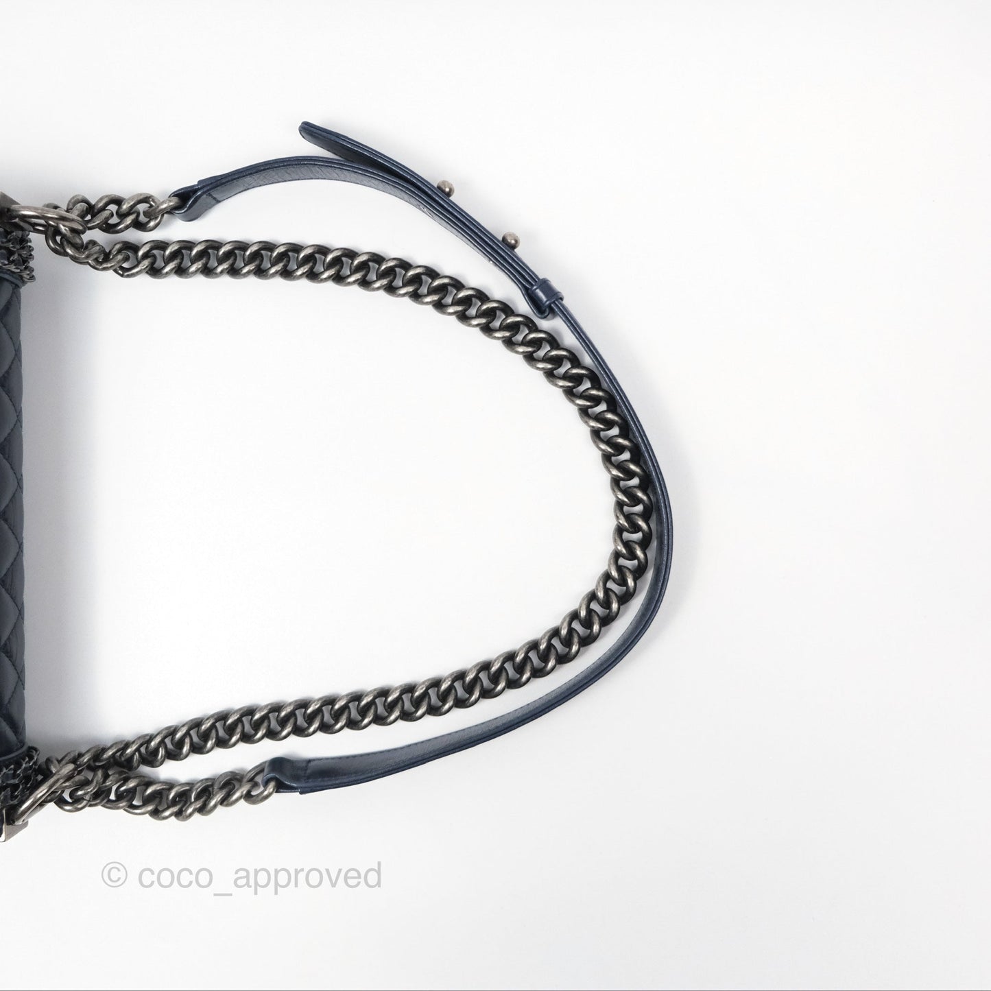 Chanel Medium Chain Edge Boy Quilted Navy Aged Glazed Calfskin Ruthenium Hardware
