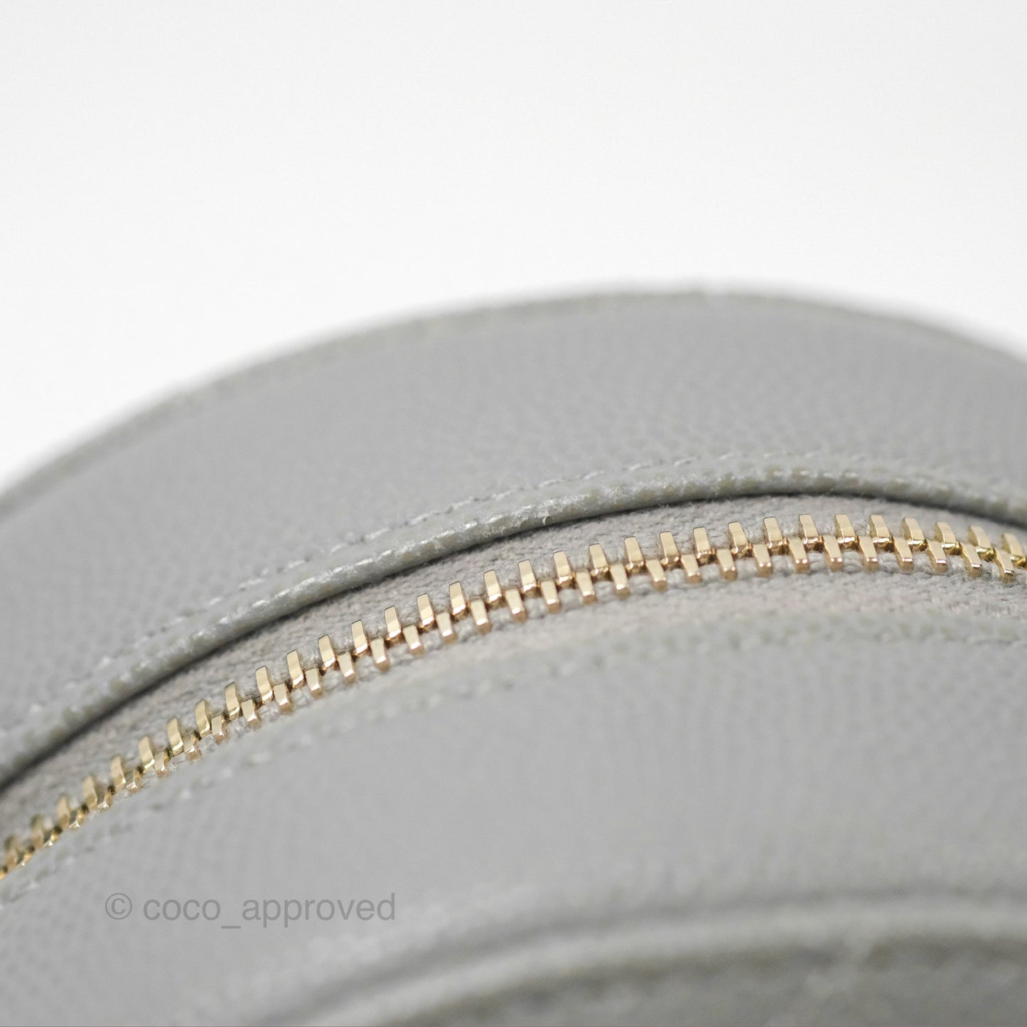 Chanel Classic Quilted Round Clutch With Chain Grey Caviar Gold Hardware