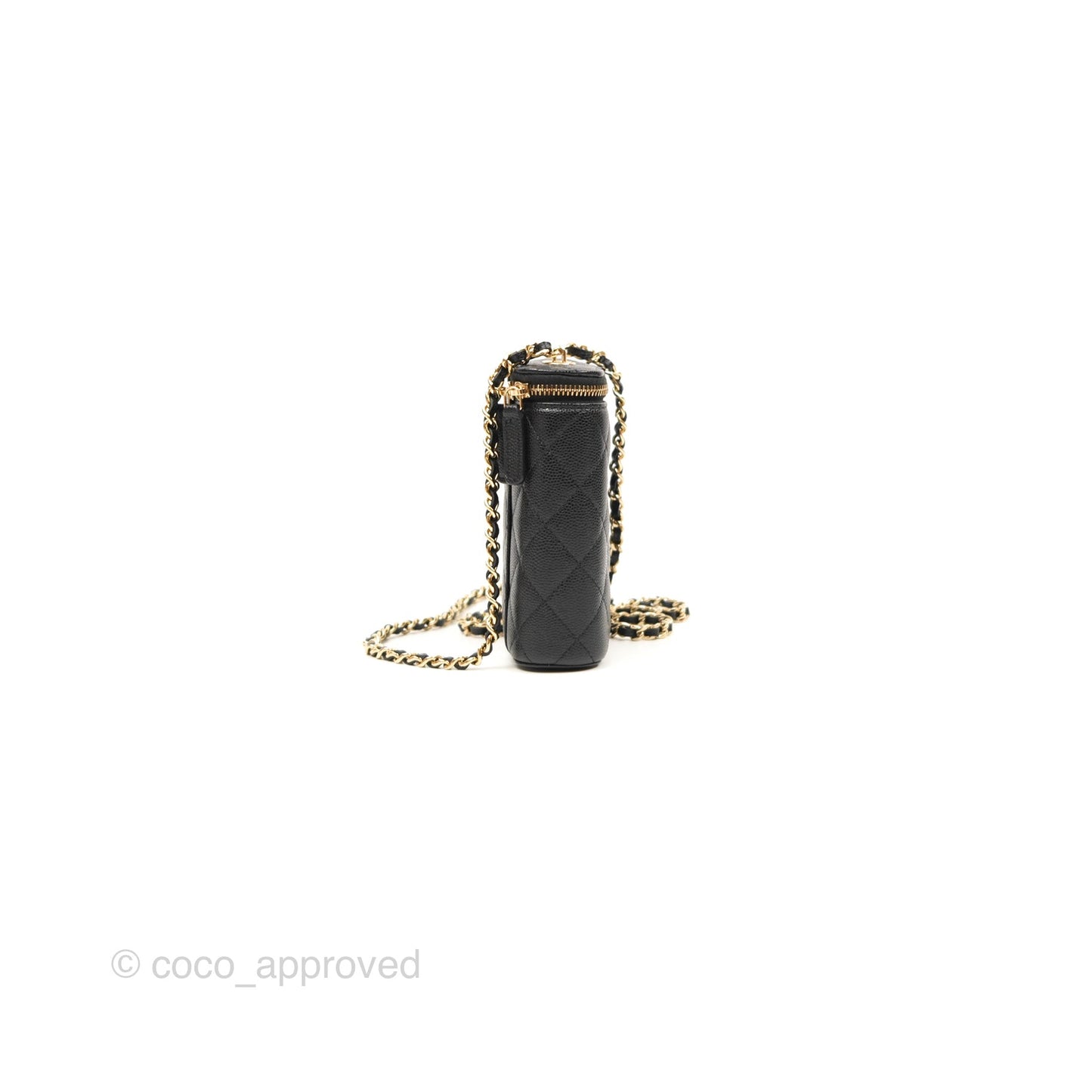 Chanel Classic Mini Vanity With Chain Black Caviar Gold Hardware