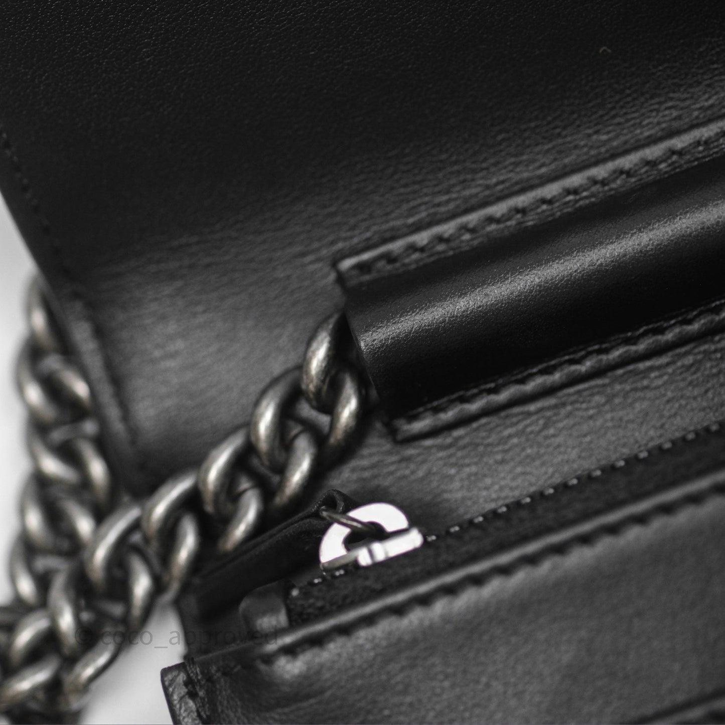 Chanel Quilted Boy Wallet on Chain WOC Black Caviar Ruthenium Hardware