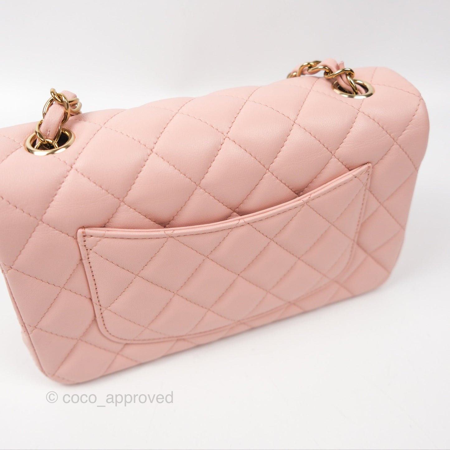 Chanel Quilted Mini Rectangular Flap Baby Pink Lambskin Gold Hardware