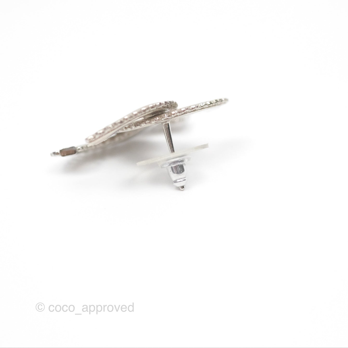 Chanel CC Earrings Silver Tone 15A