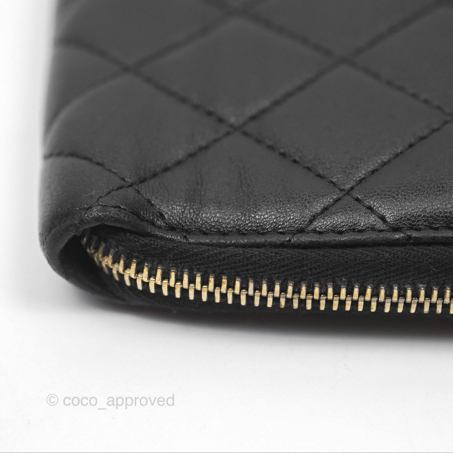 Chanel Zip Around Organiser Wallet Black Lambskin Gold Hardware