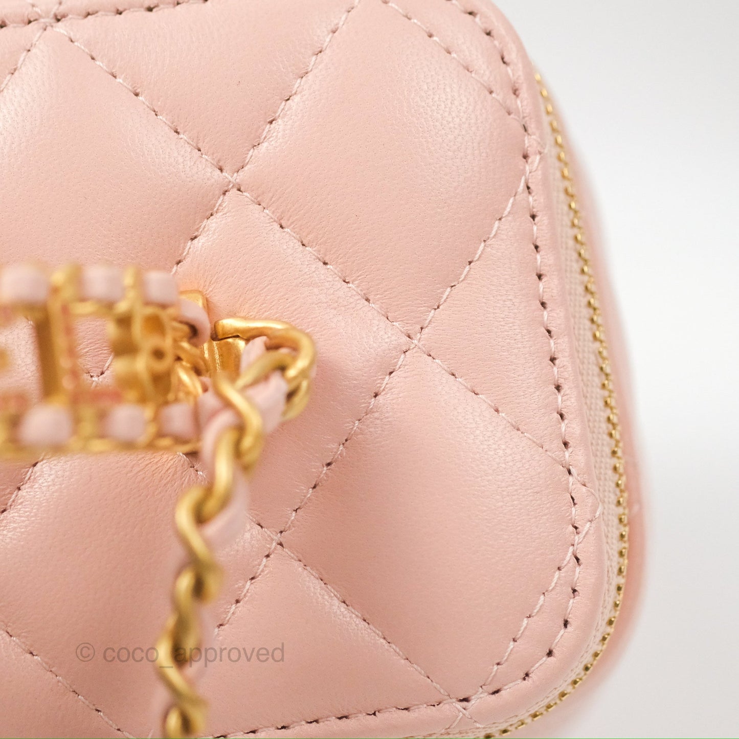 Chanel Vanity Rectangular Top Handle Pink Lambskin Gold Hardware