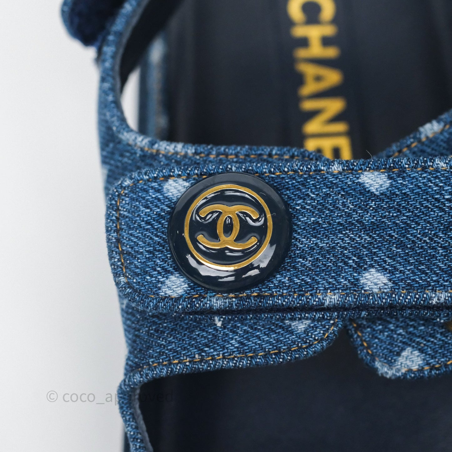 Chanel CC Dots Dad Sandals Denim Blue 23P Size 38