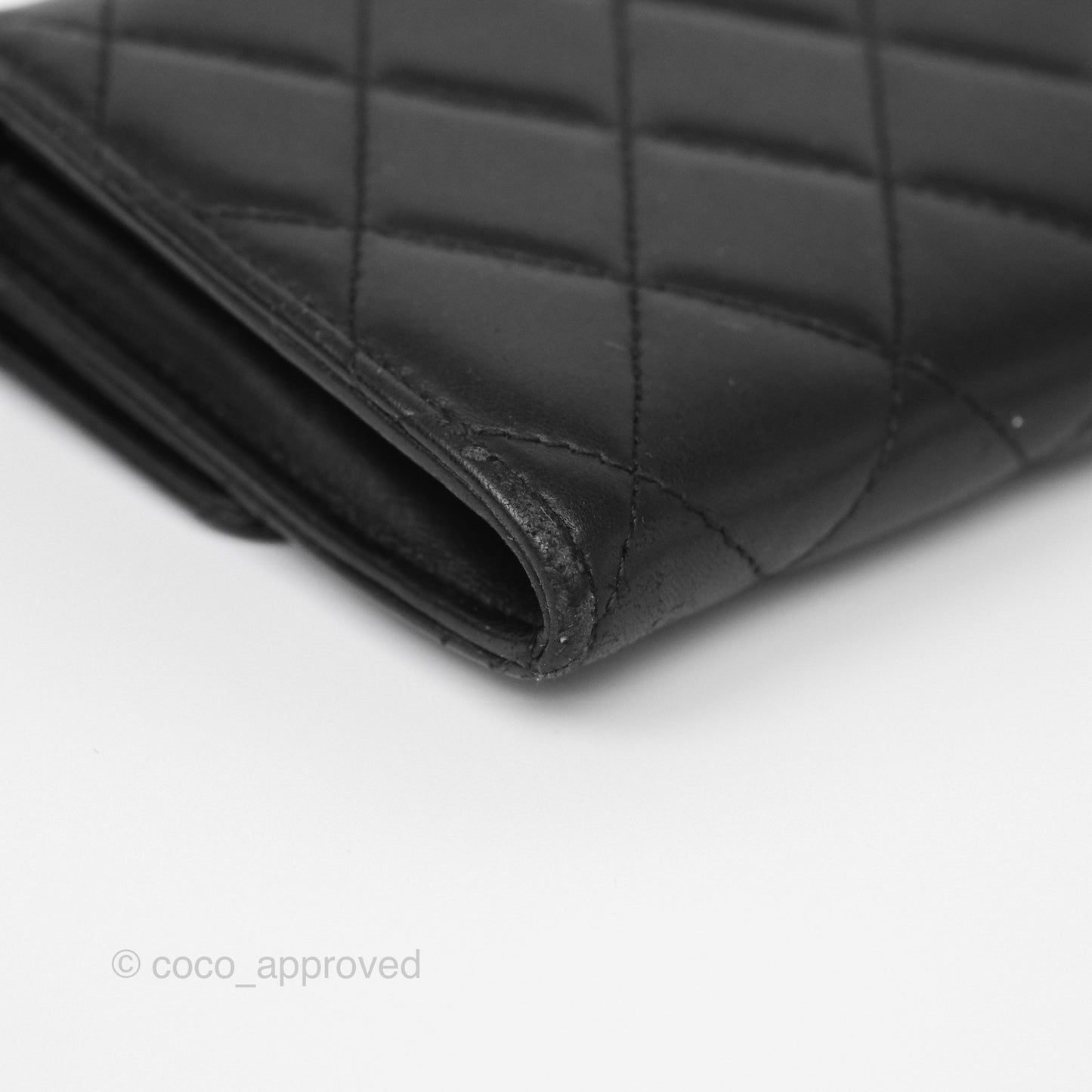 Chanel Classic Quilted Long Wallet Black Lambskin Silver Hardware