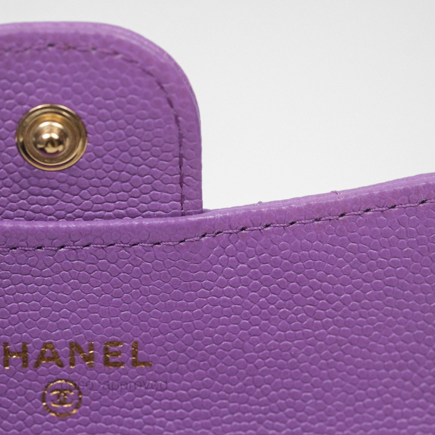 Chanel Classic Quilted Flap Card Holder Purple Caviar Gold Hardware