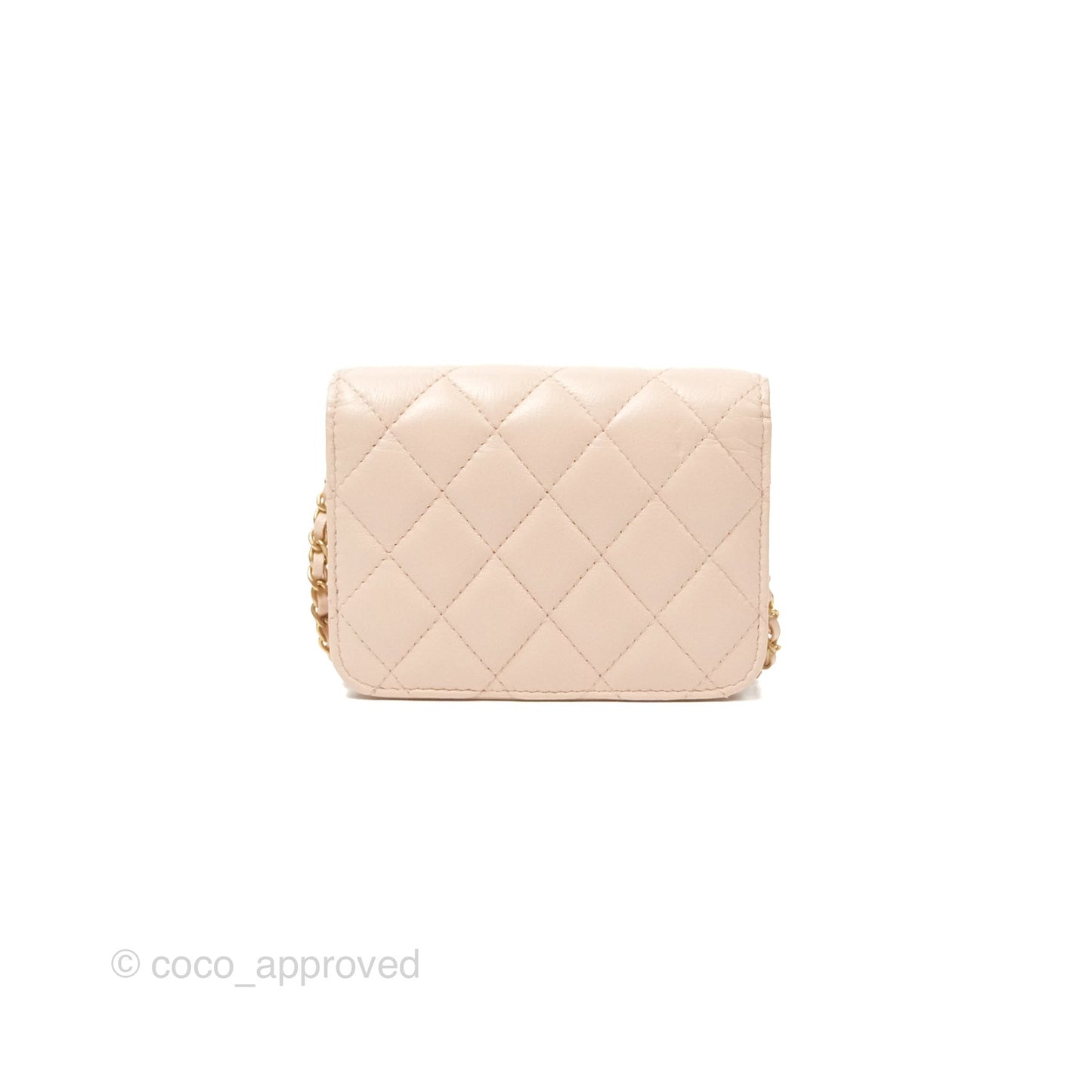 Chanel Mini Pearl Crush Clutch With Chain Belt Rose Clair Pink Aged Gold Hardware