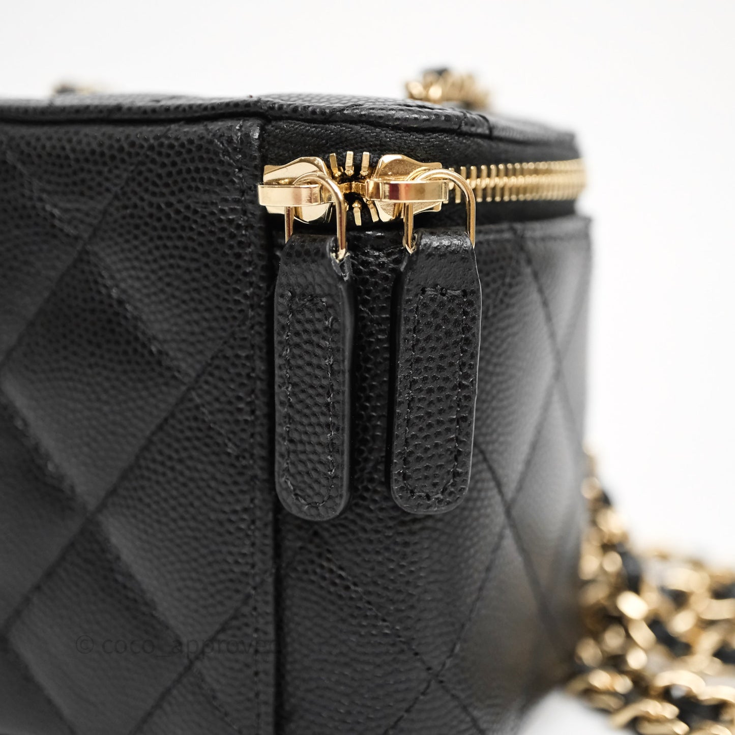 Chanel Mini Vanity With Chain Black Caviar Gold Hardware