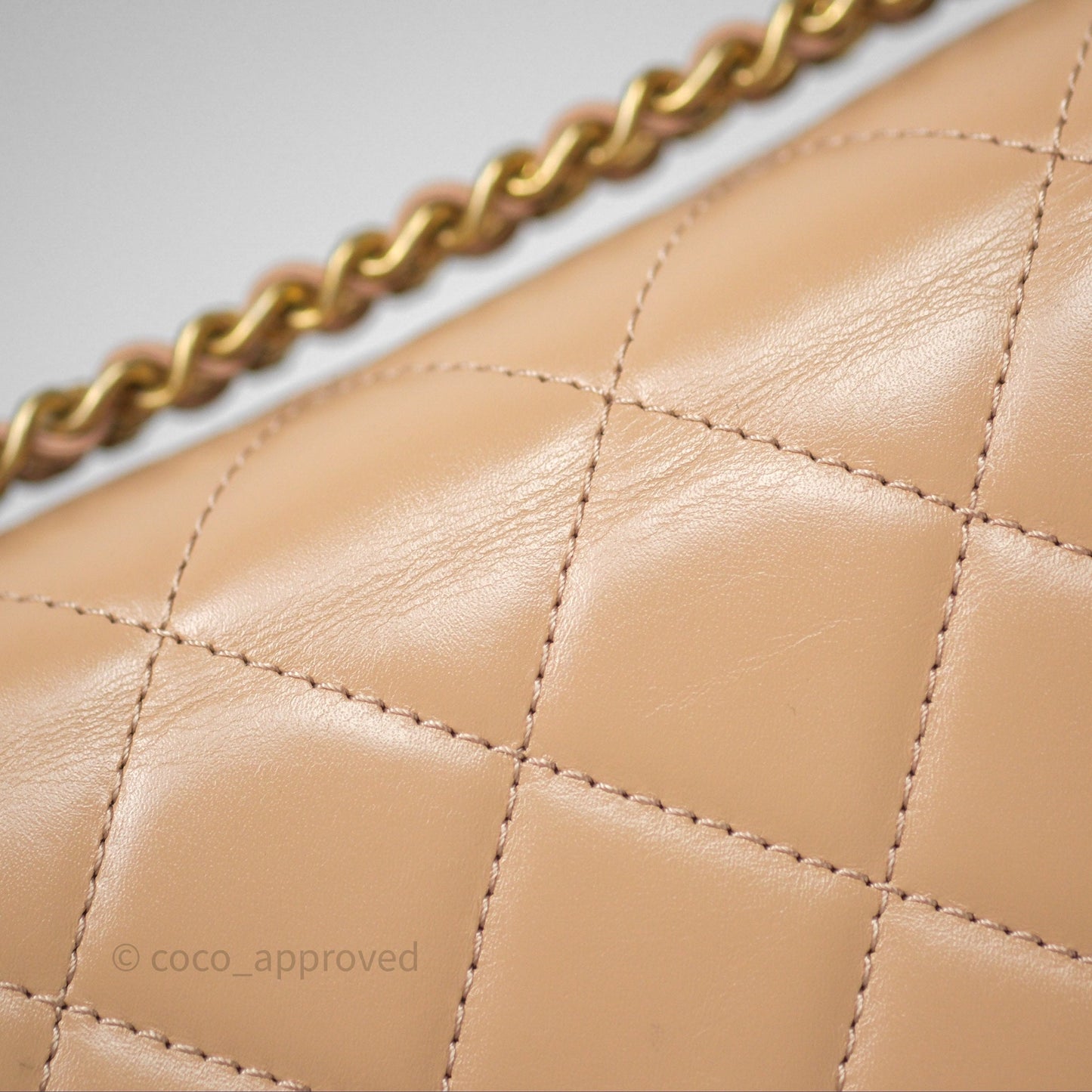 Chanel Quilted Mini Perfect Fit Adjustable Beige Calfskin Gold Hardware