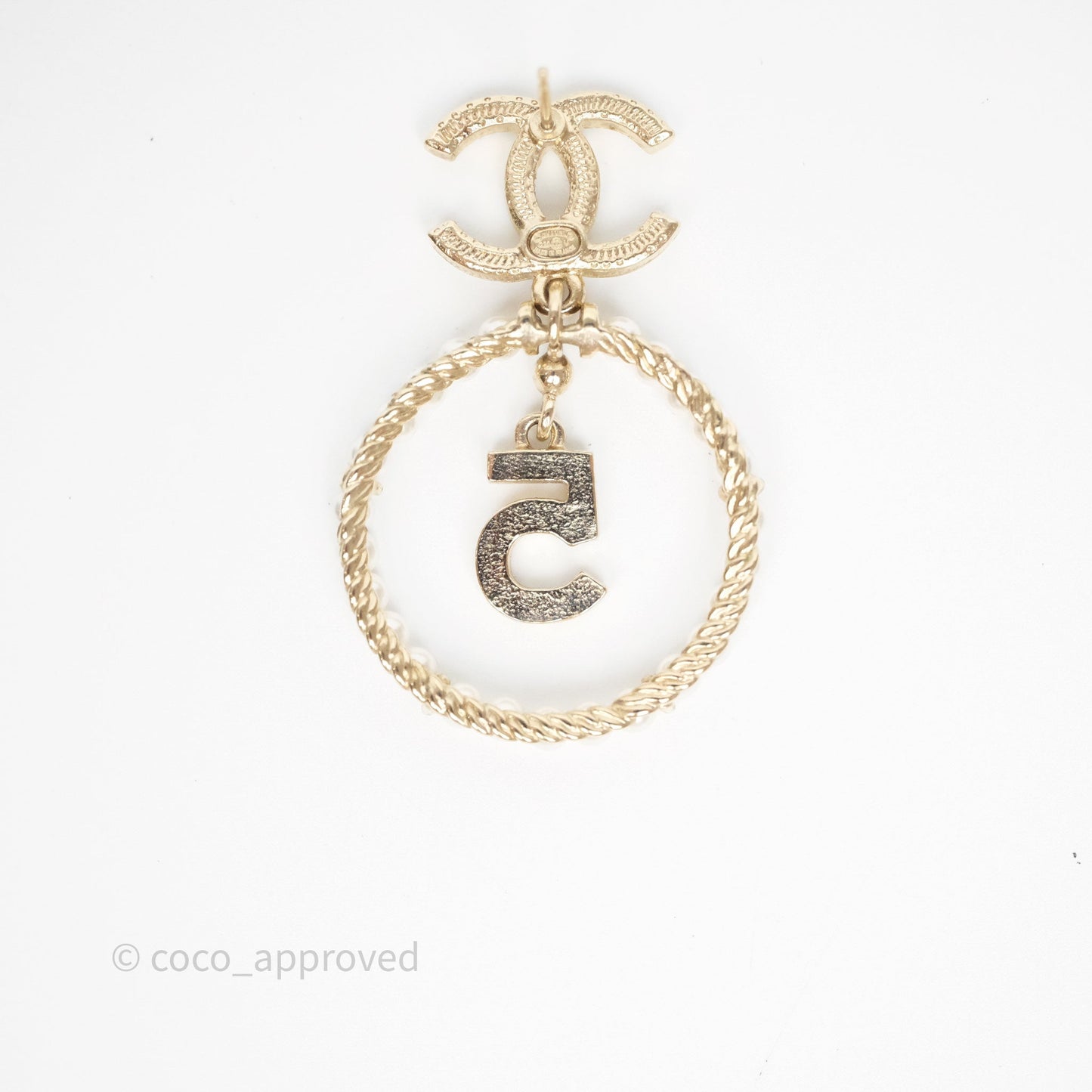 Chanel Crystals CC Drop Pearl Round No5 Perfume Bottle Earrings 20V